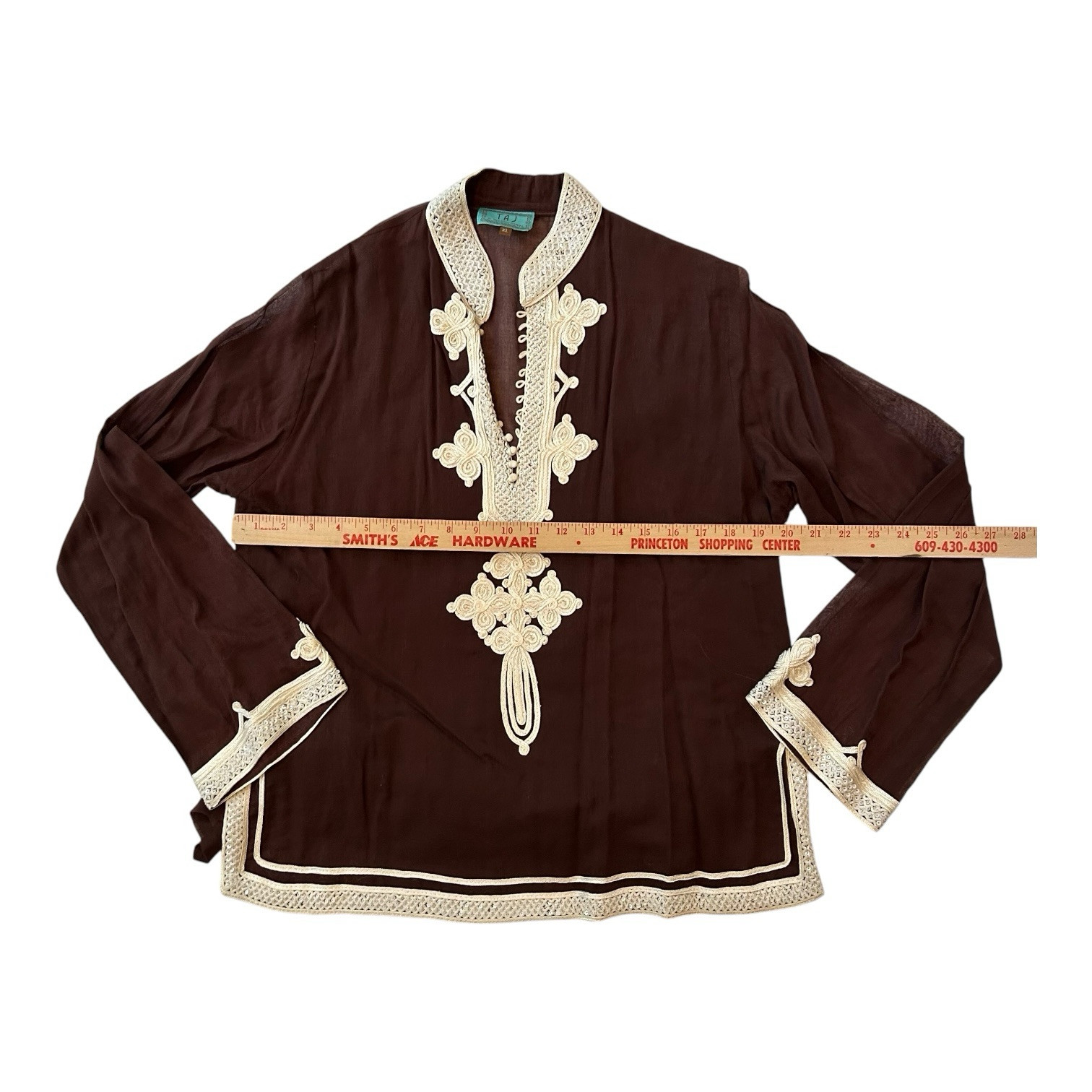 TAJ By Sabrina Crippa Tunic Top Cover Up X-Large Embroidered Brown Sequins $399