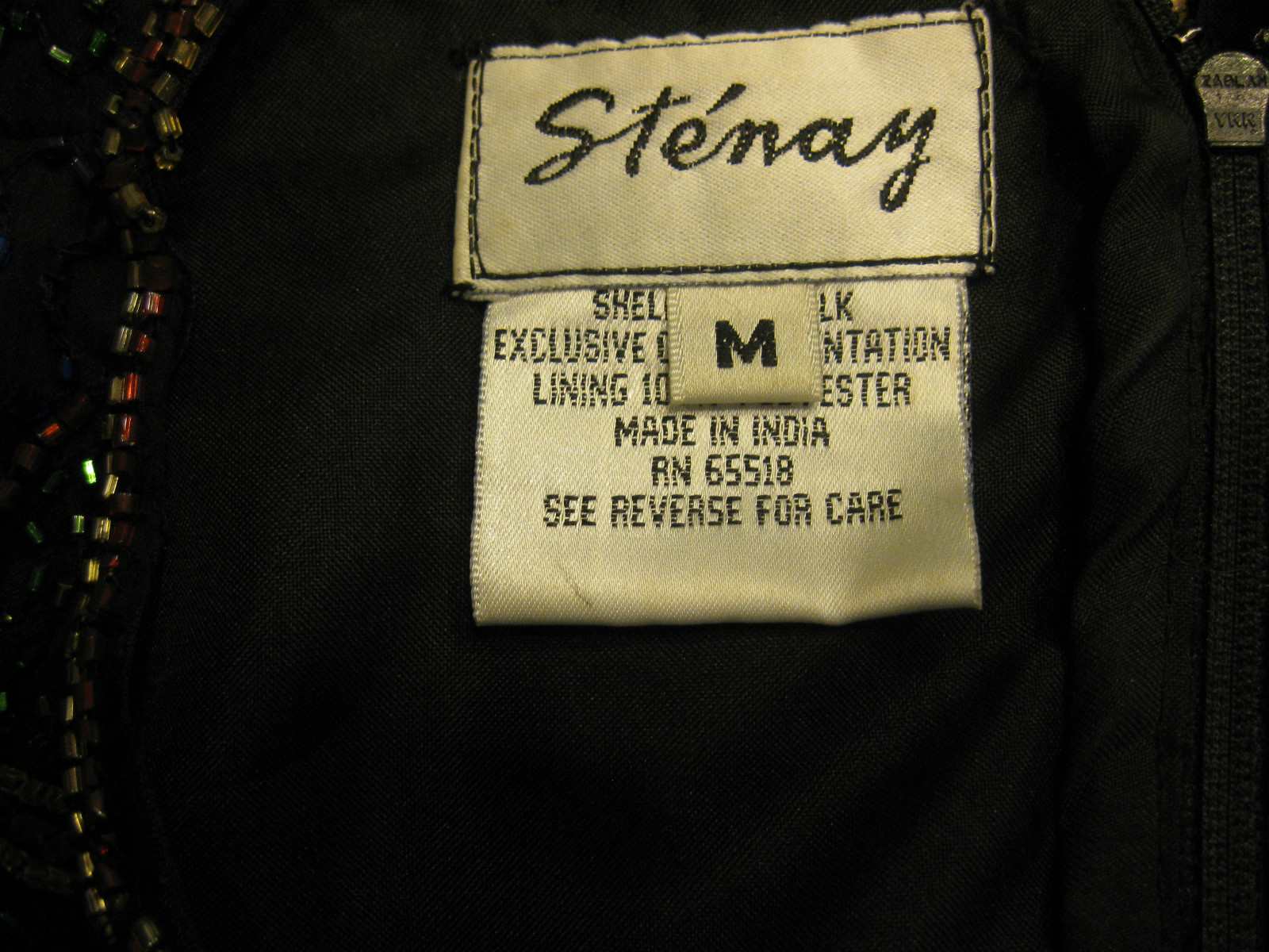 STENAY WOMANS MULTICOLORED SILK BLOUSE WITH STUNNING BEAD DESIGN SIZE M