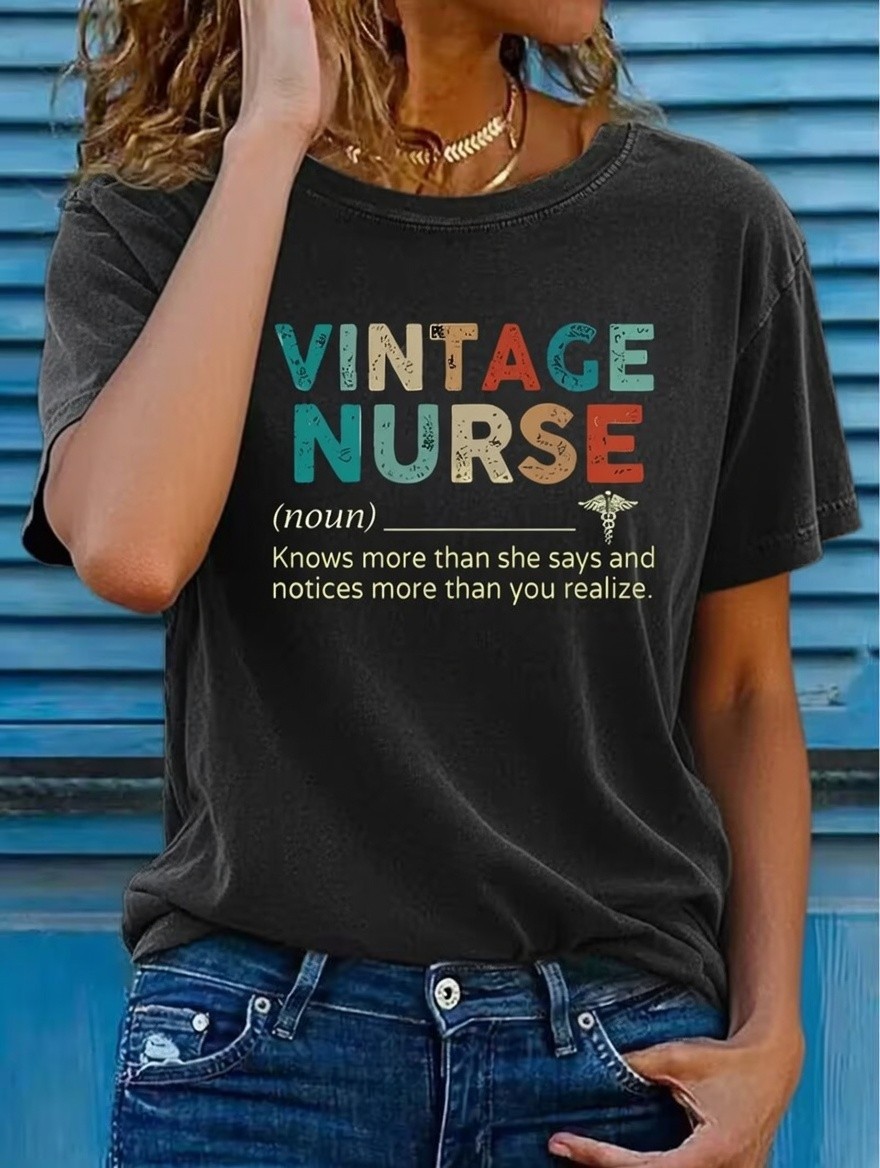Vintage Nurse Definition Black Washed T-Shirt – Knows More Than She Says