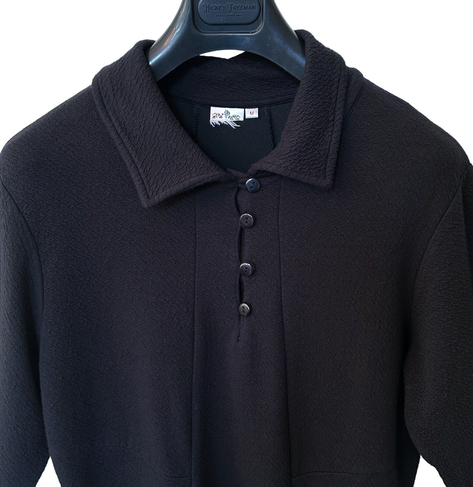 Parsley & Sage Size M Tunic Button Front Pullover Collared Knit Shirt Black NWOT