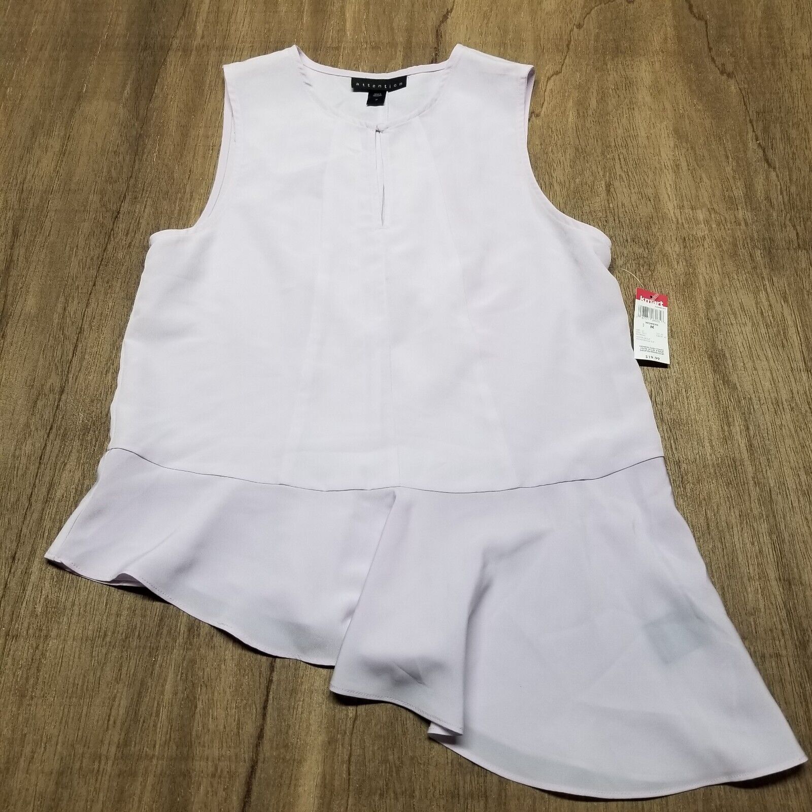 Attention Woman’s Size M Sleeveless Blouse Peplum Top Lavendar