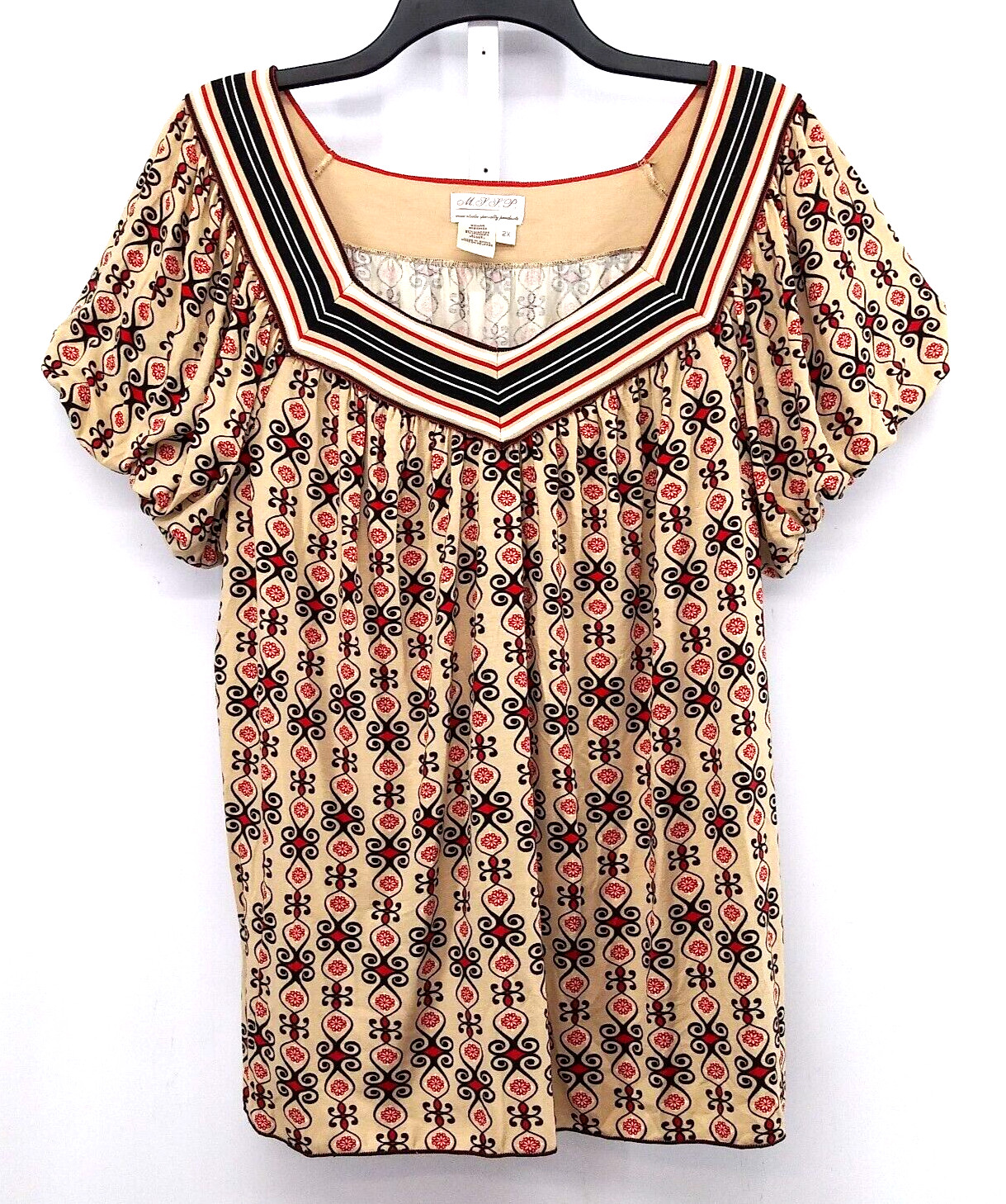 M.J.J.P Shirt Womens 2XL Tan Short Sleeve Blouse