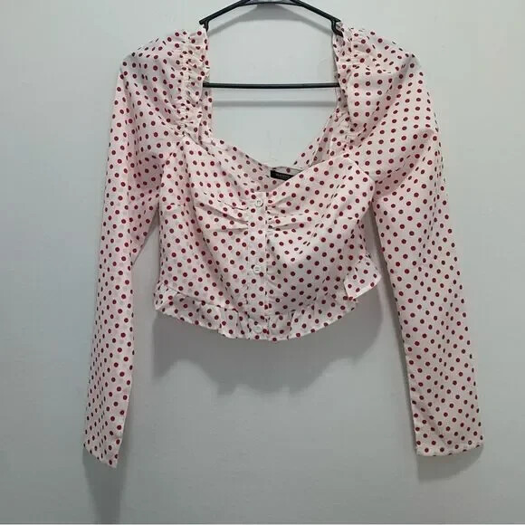 Nasty Gal Off the Shoulder Polka Dot Crop Top Size 2
