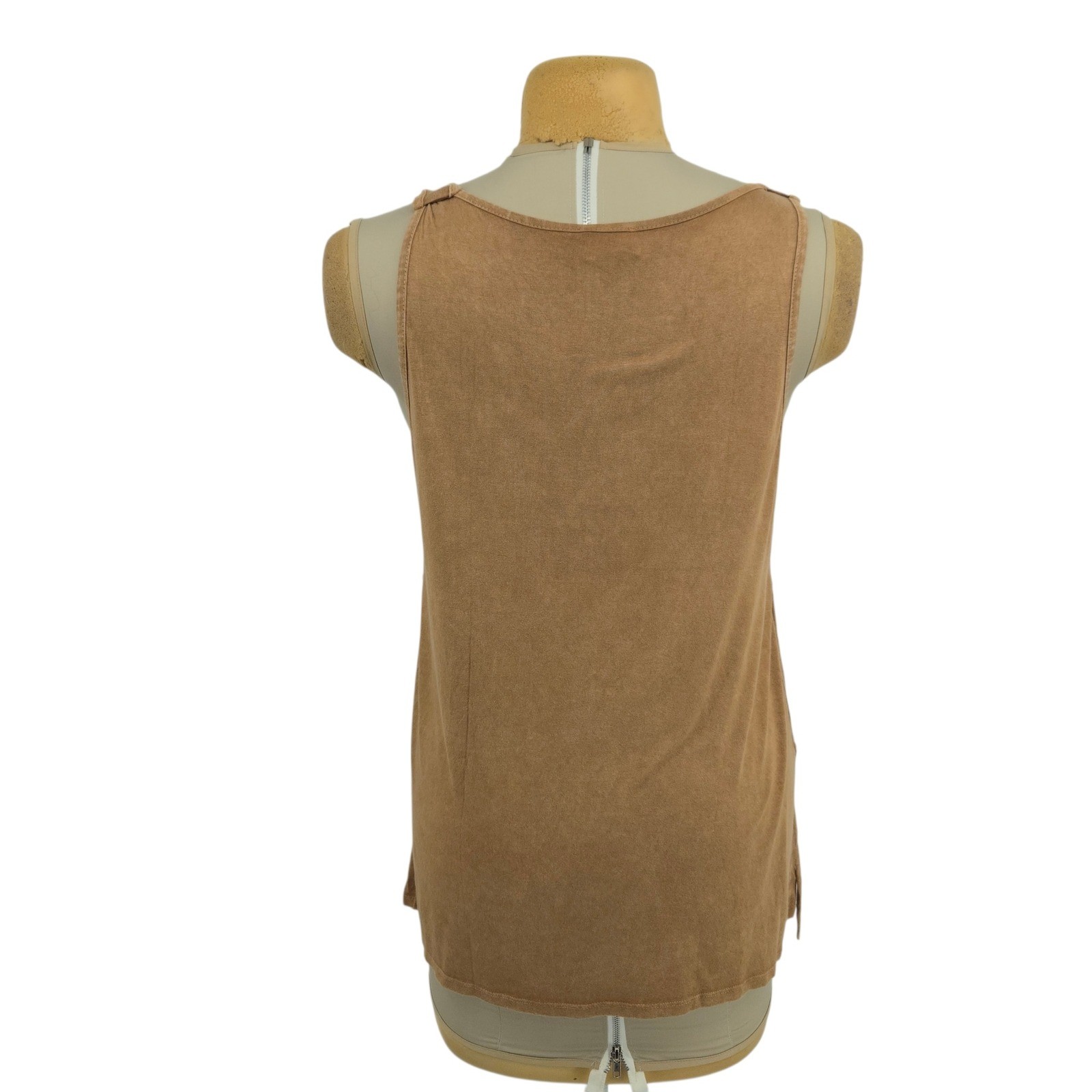 Blue Buttercup Fringe Tank Top Womens M Brown Faux Suede Boho Festival Western
