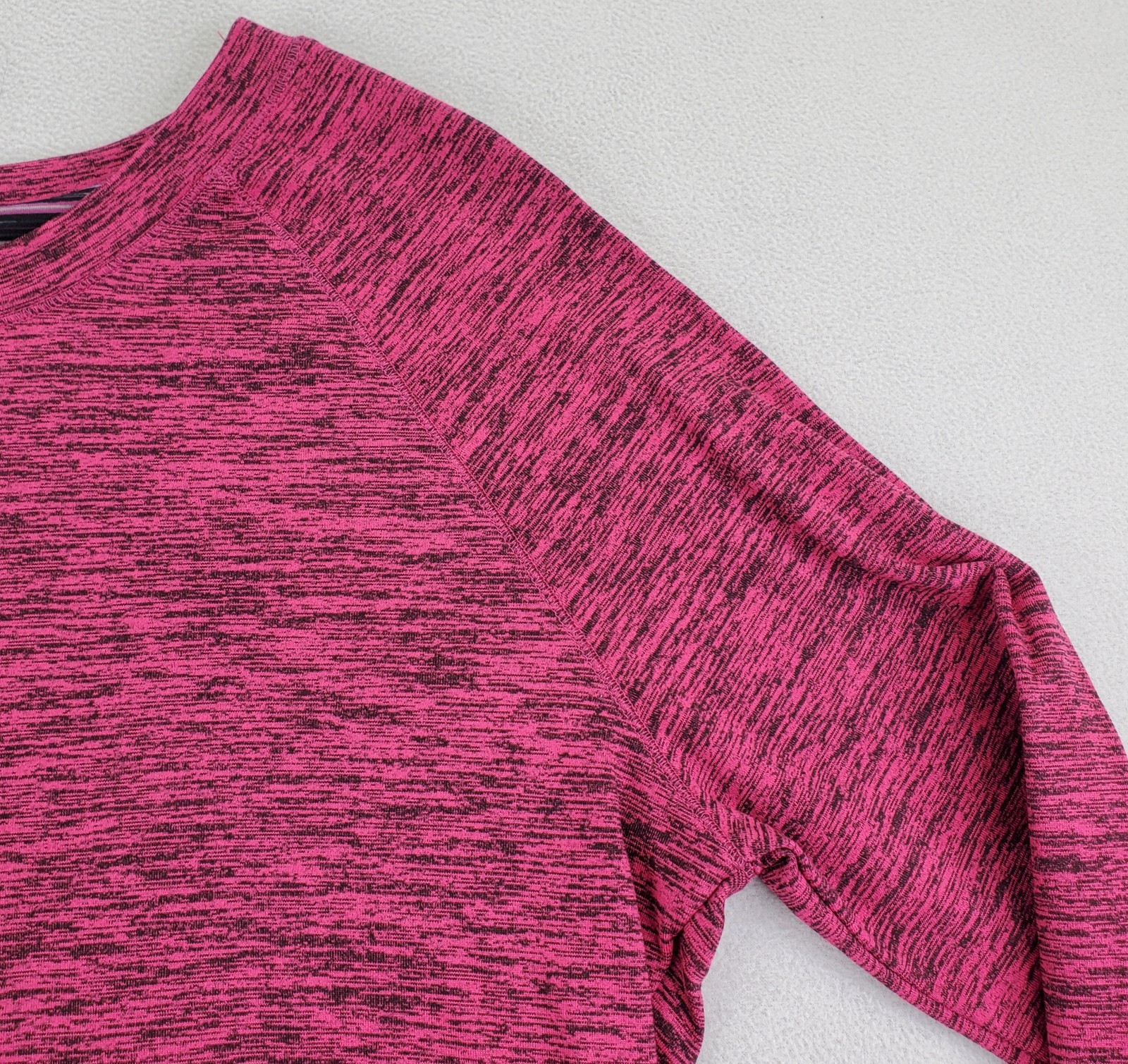 Cuddl Duds Shirt Womens L Pink Black Heathered Thumb Holes Stretch Climate Right