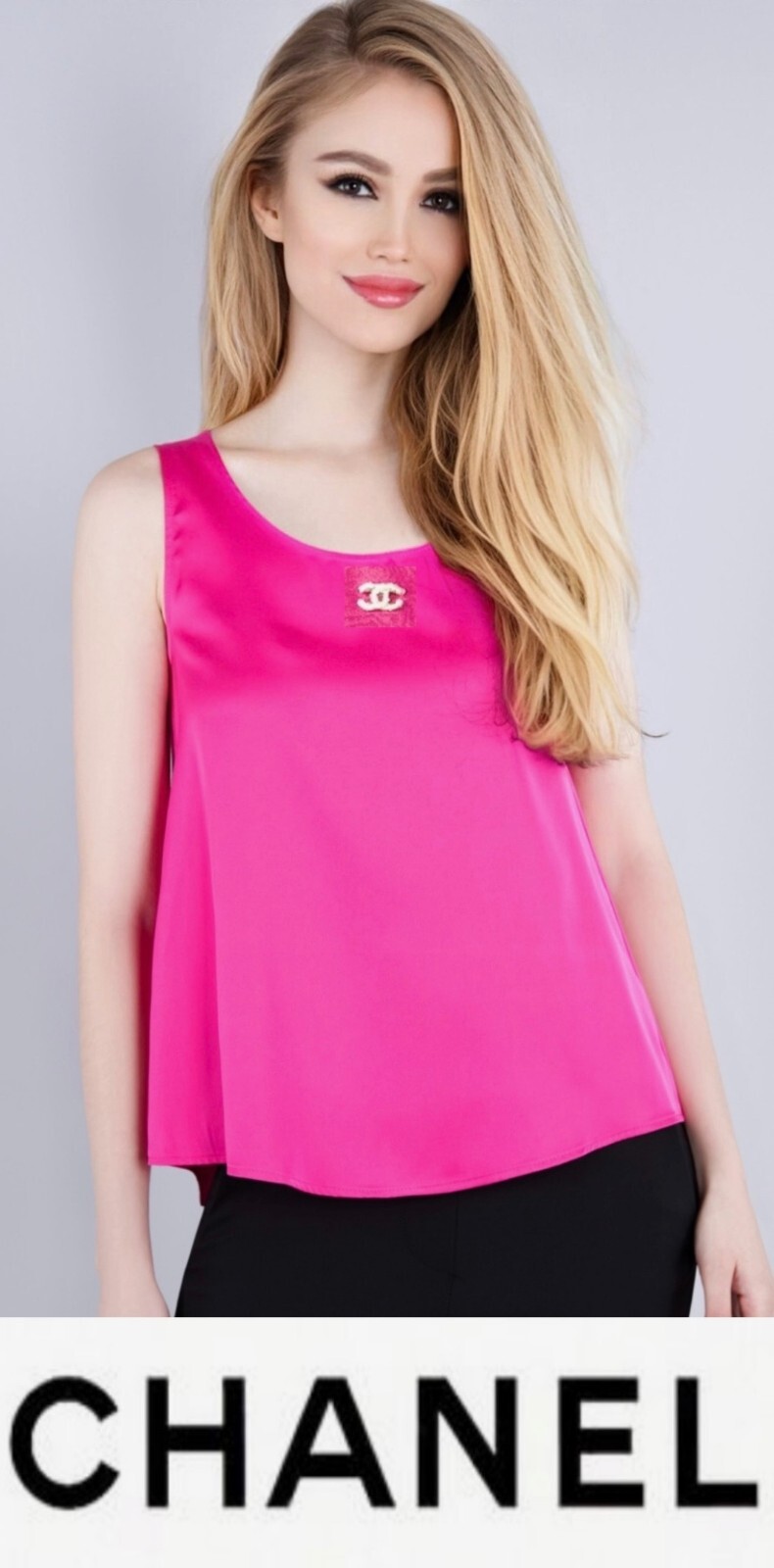 Chanel Vintage 2001 Barbie Pink White Logo Top 38 40 42 6 8 10 Shirt Jacket M L