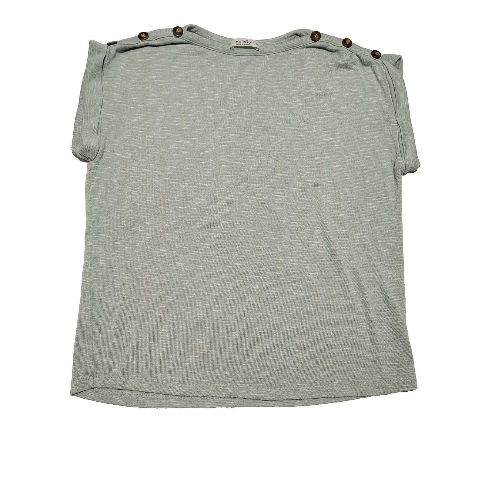 Kaileigh Women’s Medium Light Blue/Green Button Shoulder Super Stretch Comfort