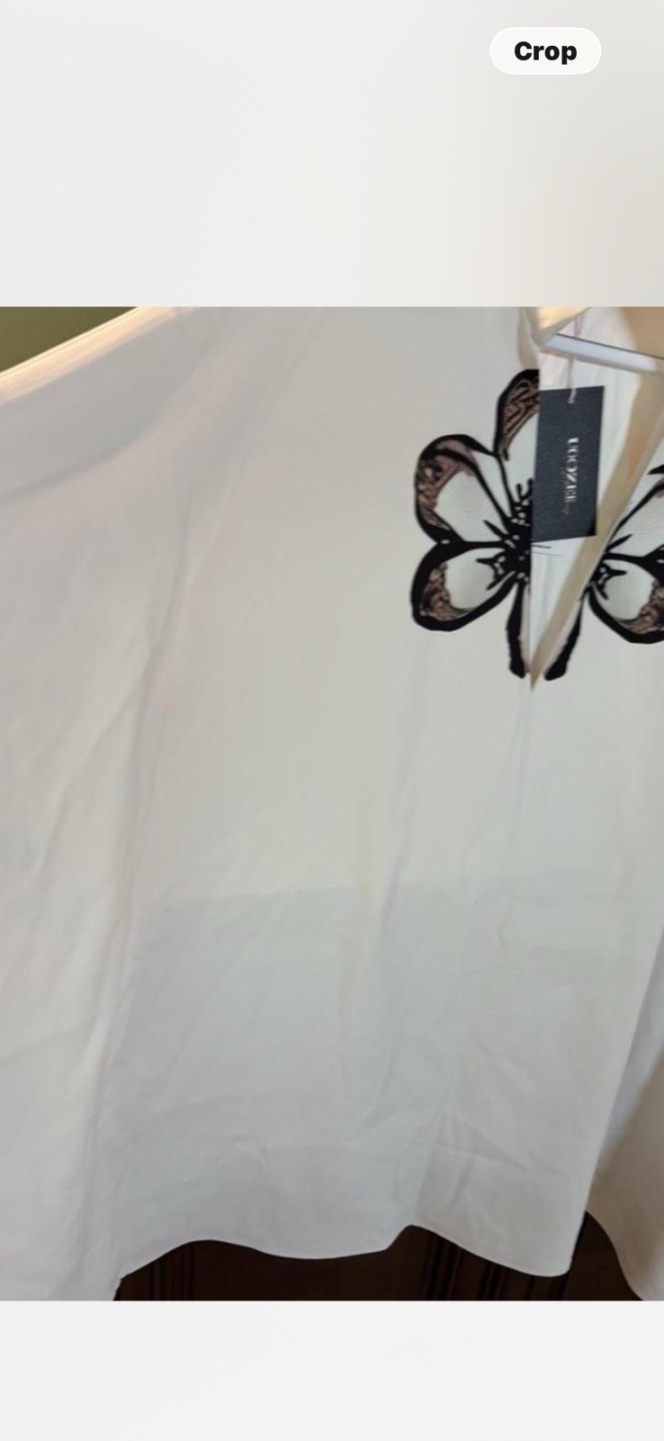 Uoozee Ivory XL Kaftan Blouse Butterfly Embroidered V-Neck 3/4 Pullover