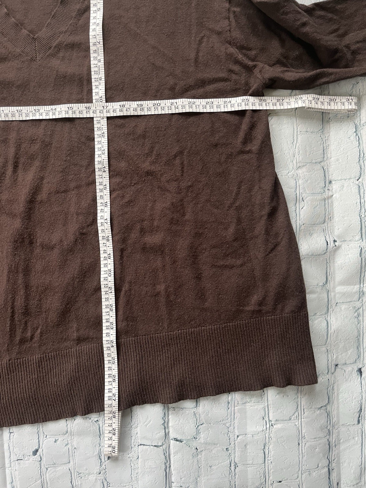 American Holic Women’s Long Sleeve V Neck Sweat Shirt Brown Size F Oversized