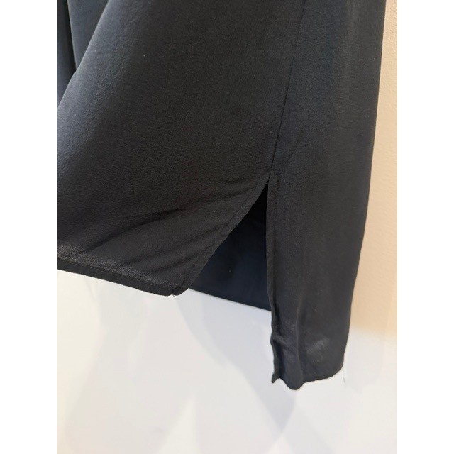 Eileen Fisher System Black Silk Georgette Bateau Neck Tank Stepped Hem | Size S