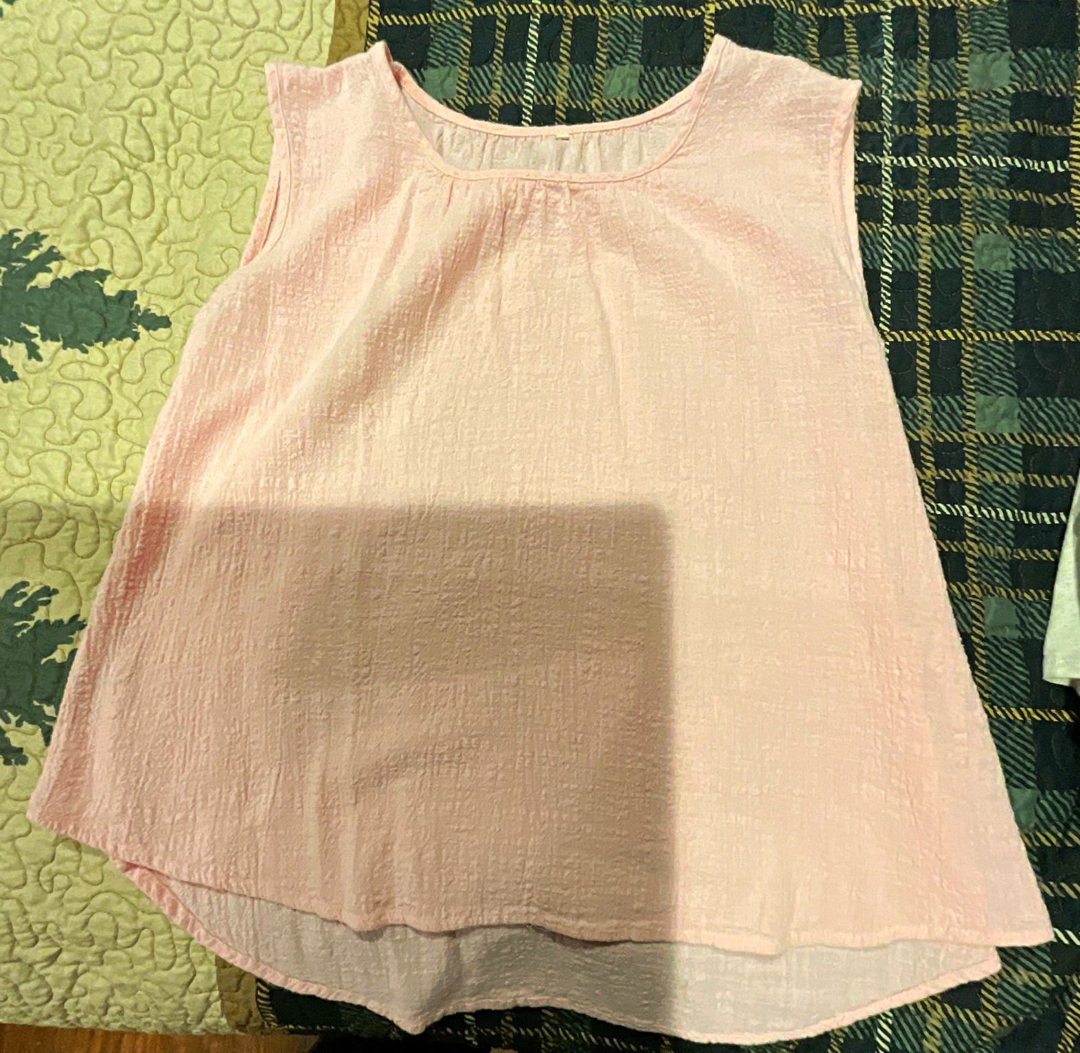 Women’s Pink Solid Round Neck Sleeveless Pullover Tank Top Regular 5XL