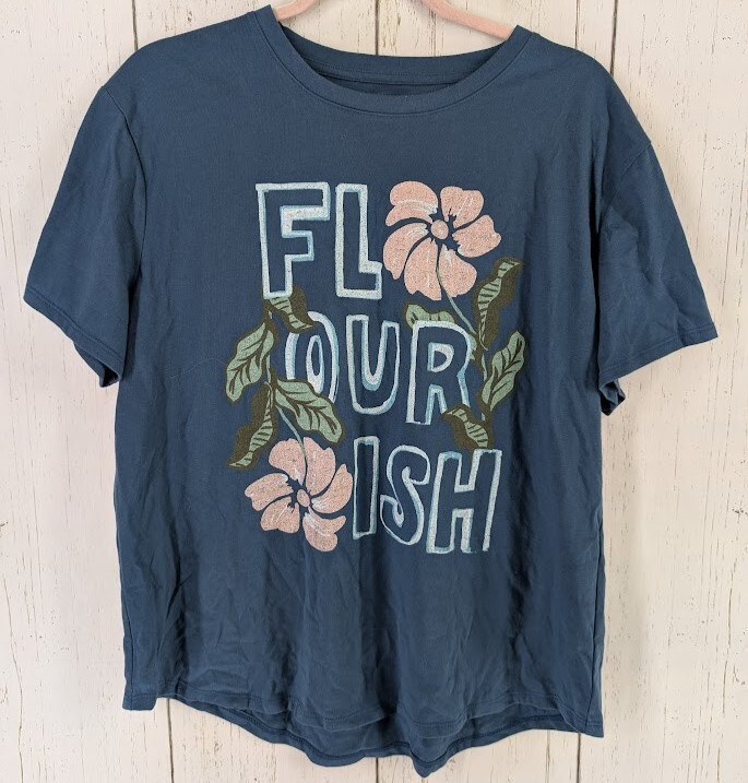 Sonoma Size Large The Relaxed Graphic Tee Womens Blue FLOURISH Short Sleeve Top