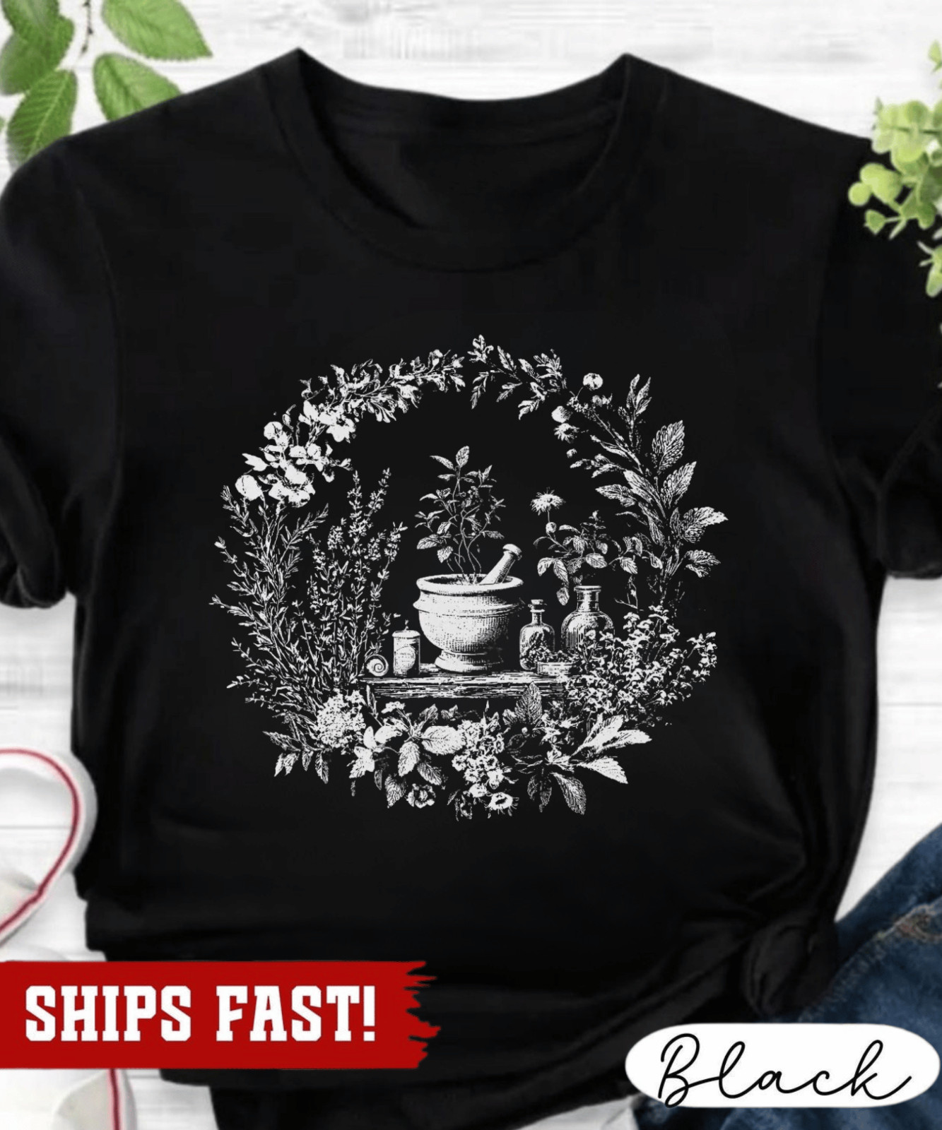 Plant Witch Shirt | Botanical Apothecary Graphic Tee for Her | Herbalism Gift |