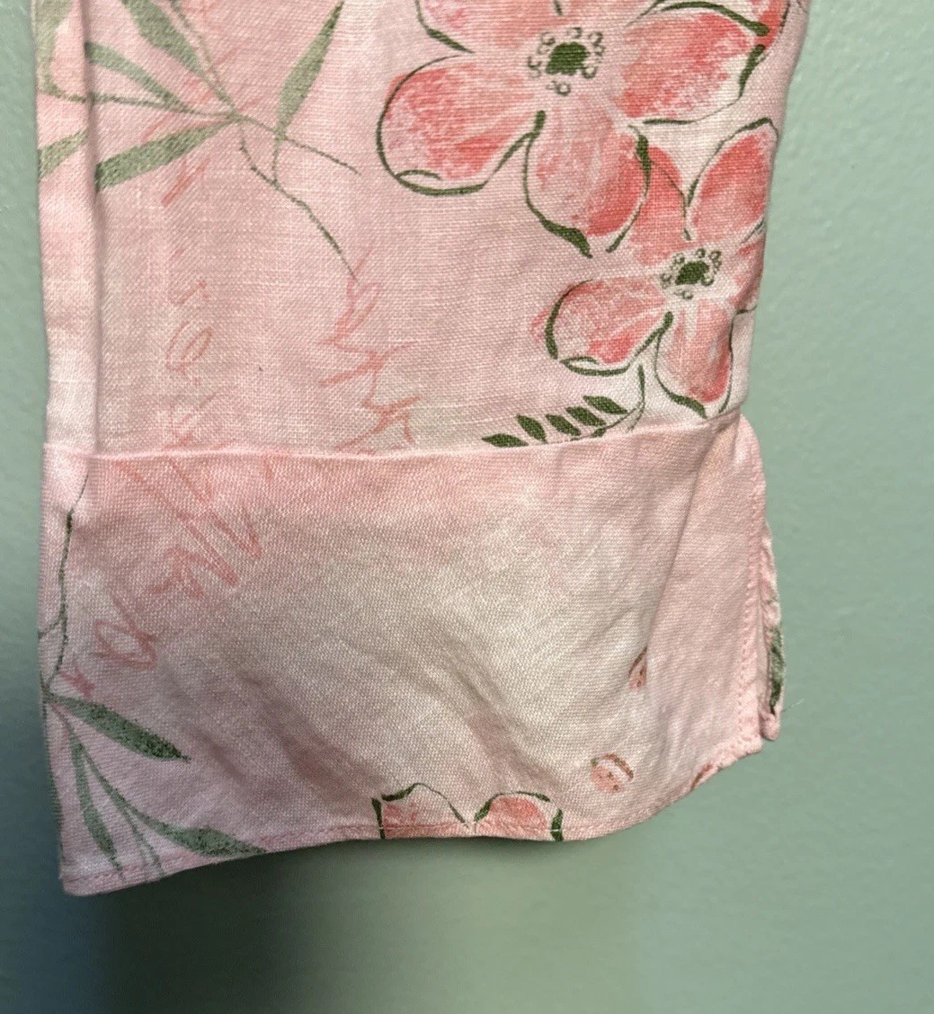 JM Collection Floral Cottagecore Linen Shirt 8 Tropical Cruise Button Blouse