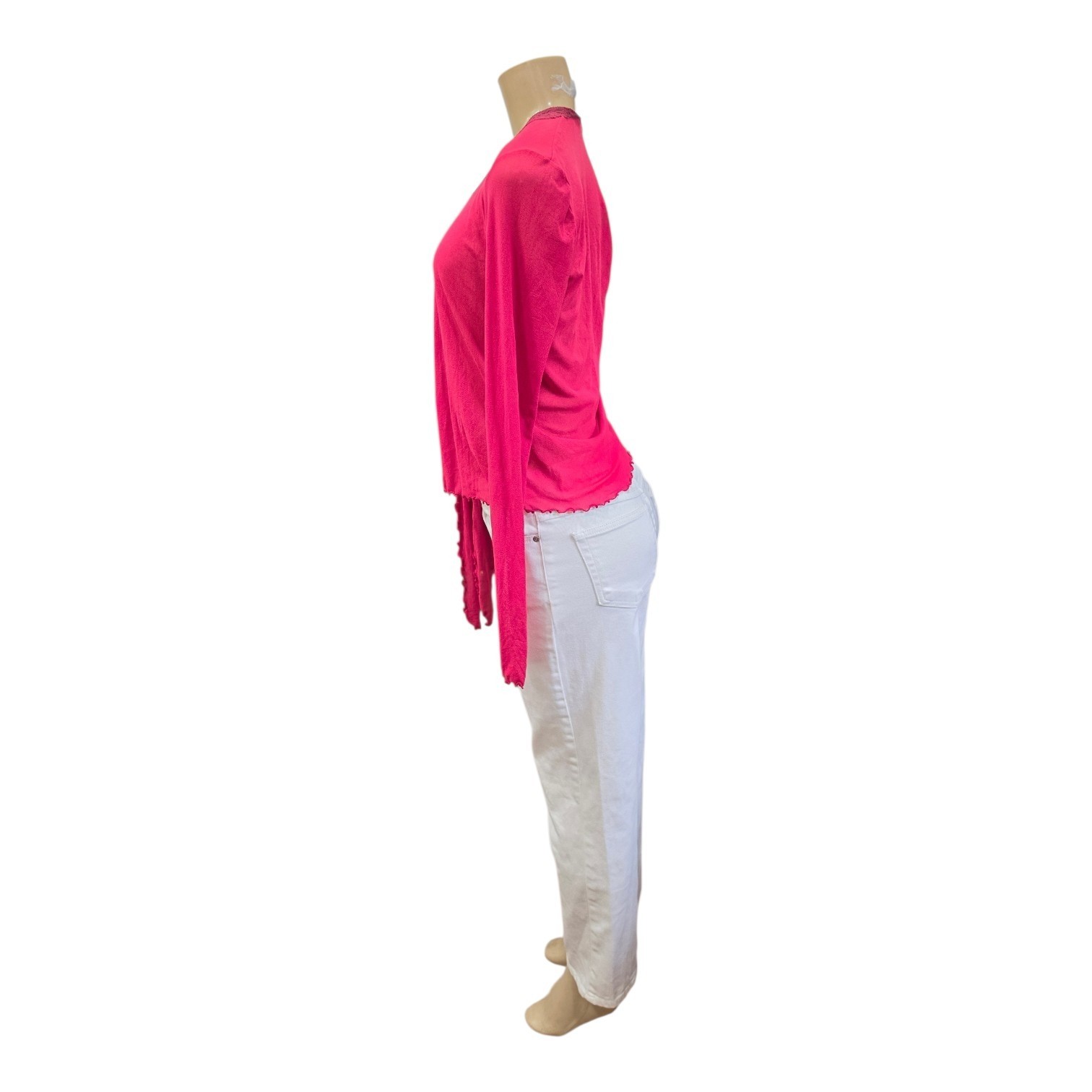 Only Hearts Women’s Tie Front Long Sleeve Top Sheer Lace Trim Burgundy Sz M/L​