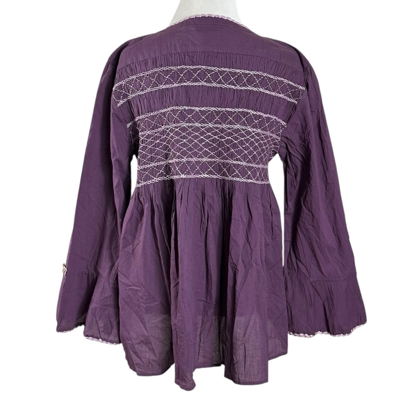 Vintage Odd Molly Coquette Dainty Retro 50s Top in Eggplant Purple Size XL NWT