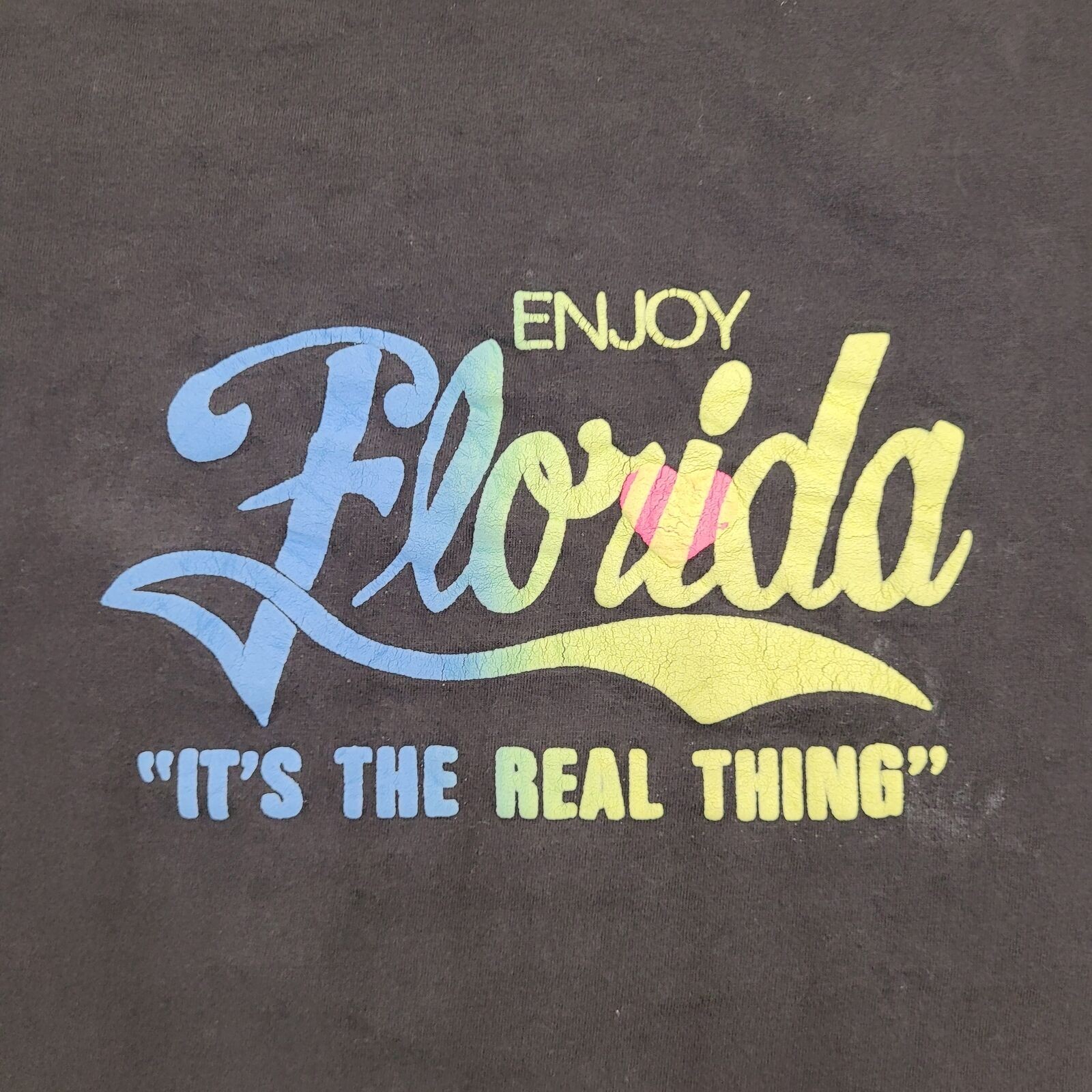 Vintage 80s Florida Shirt Womens Large 21×24 Black