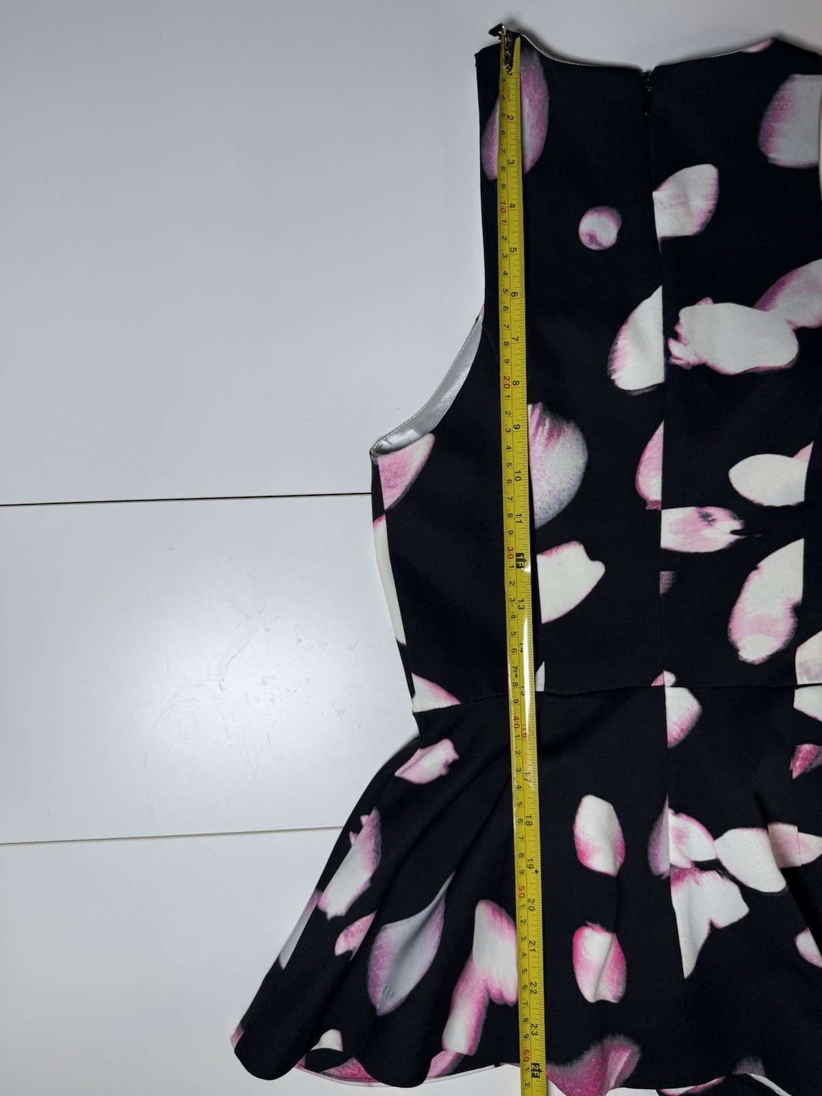 Shilla Petal Print Peplum Dress Women’s Small Black Pink Fit & Flare S Floral