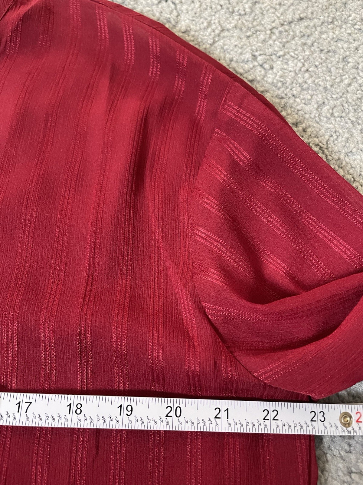 New York Company Button Up Blouse XL Red Striped Long Sleeve Career City Holiday