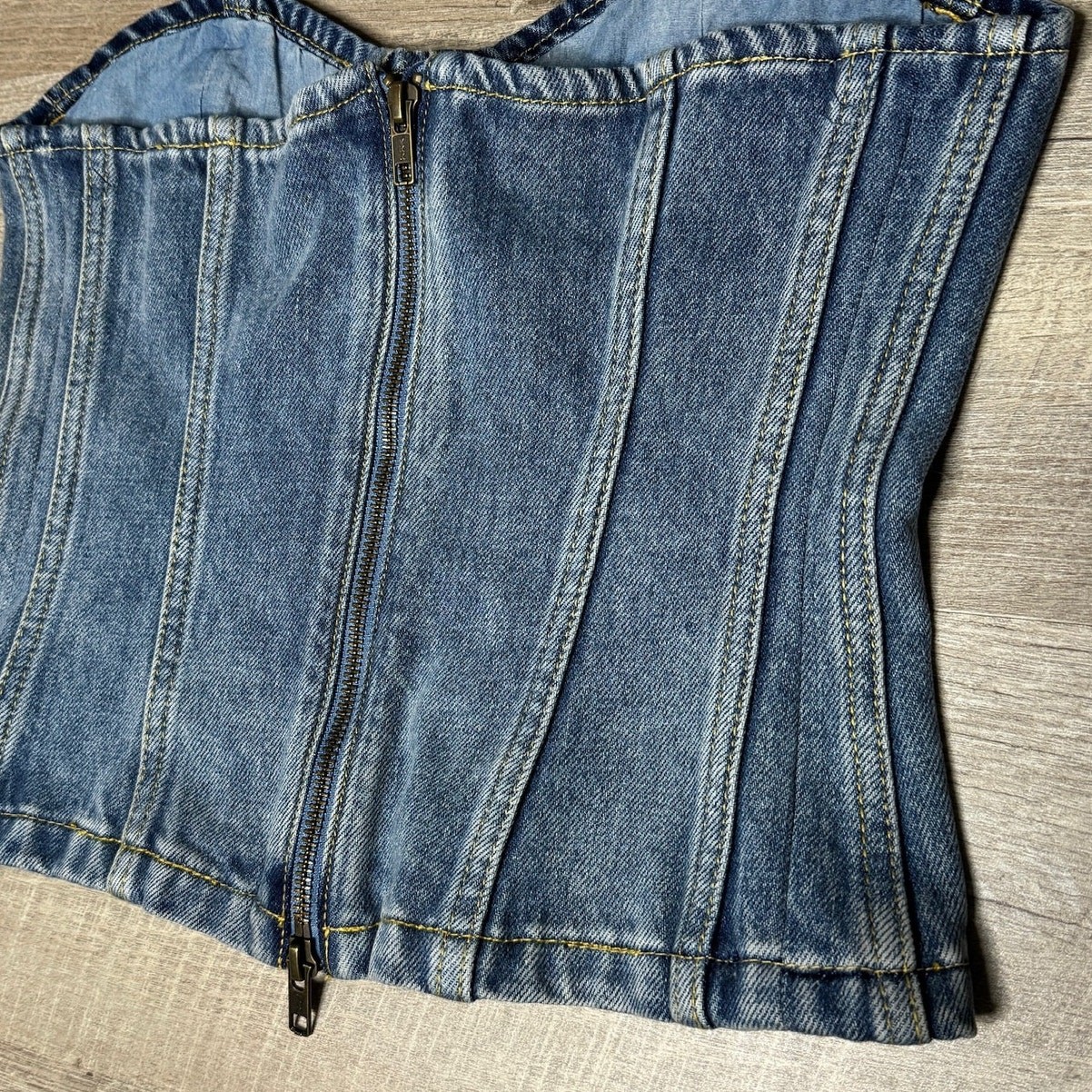 RONNY KOBO Denim Babydoll Blue Jean Corset Bustier Country Cowgirl Sexy y2K