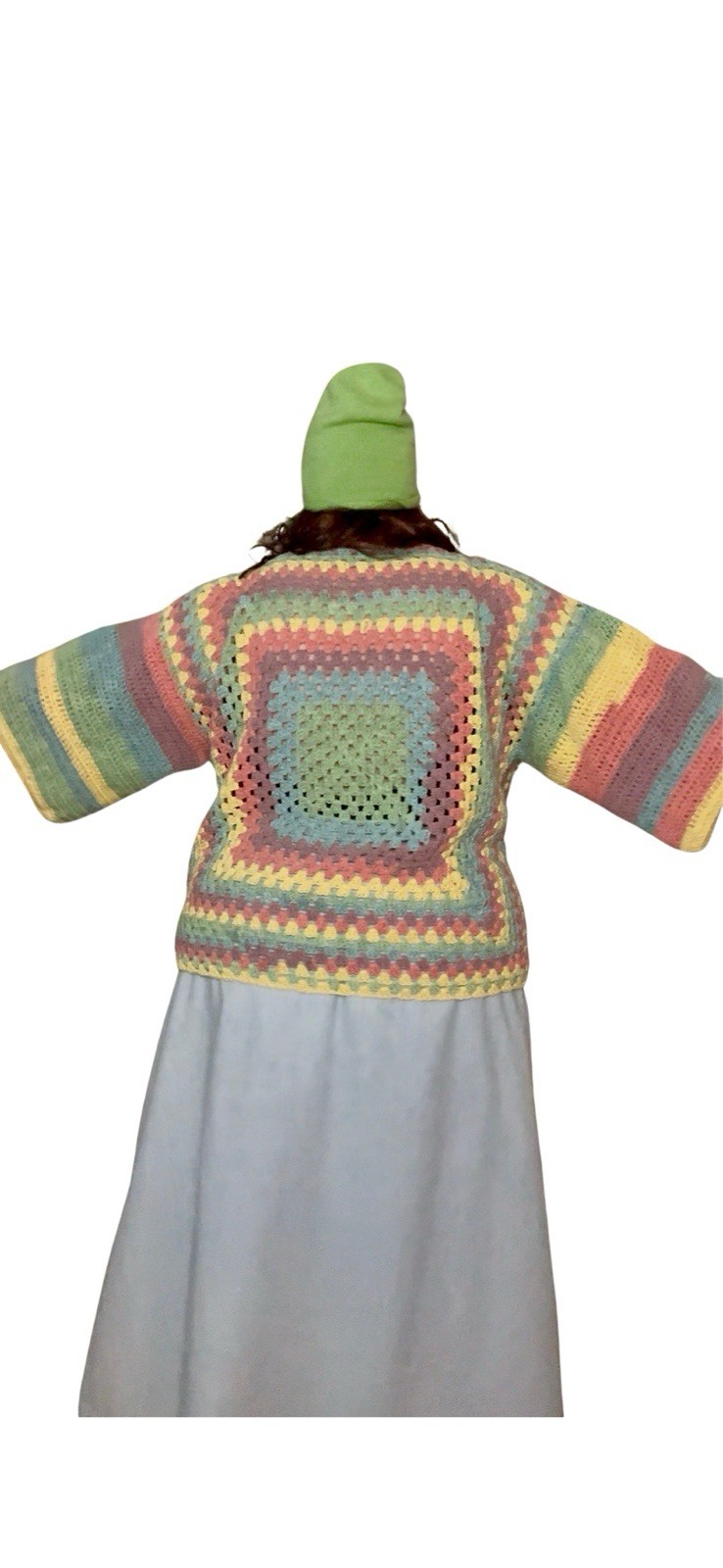 Plus Sz 3X/4X Crochet Granny Top NWT + Vintage Denim Skirt Bundle Wearable Art