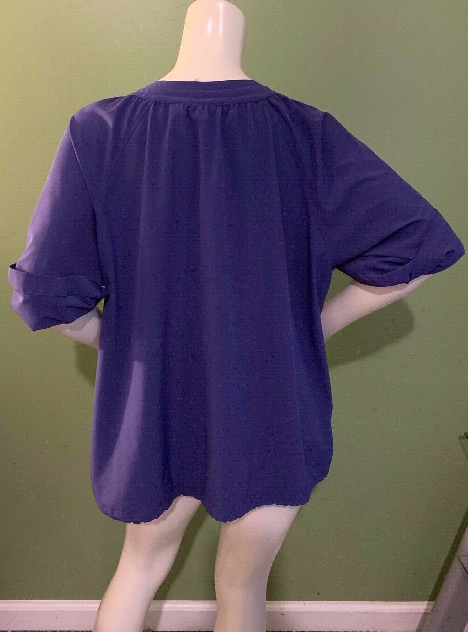Chicos “Zenergy” Womens Shirt Top Full Zip 3/4 Adjustable Sleeve Sz 3