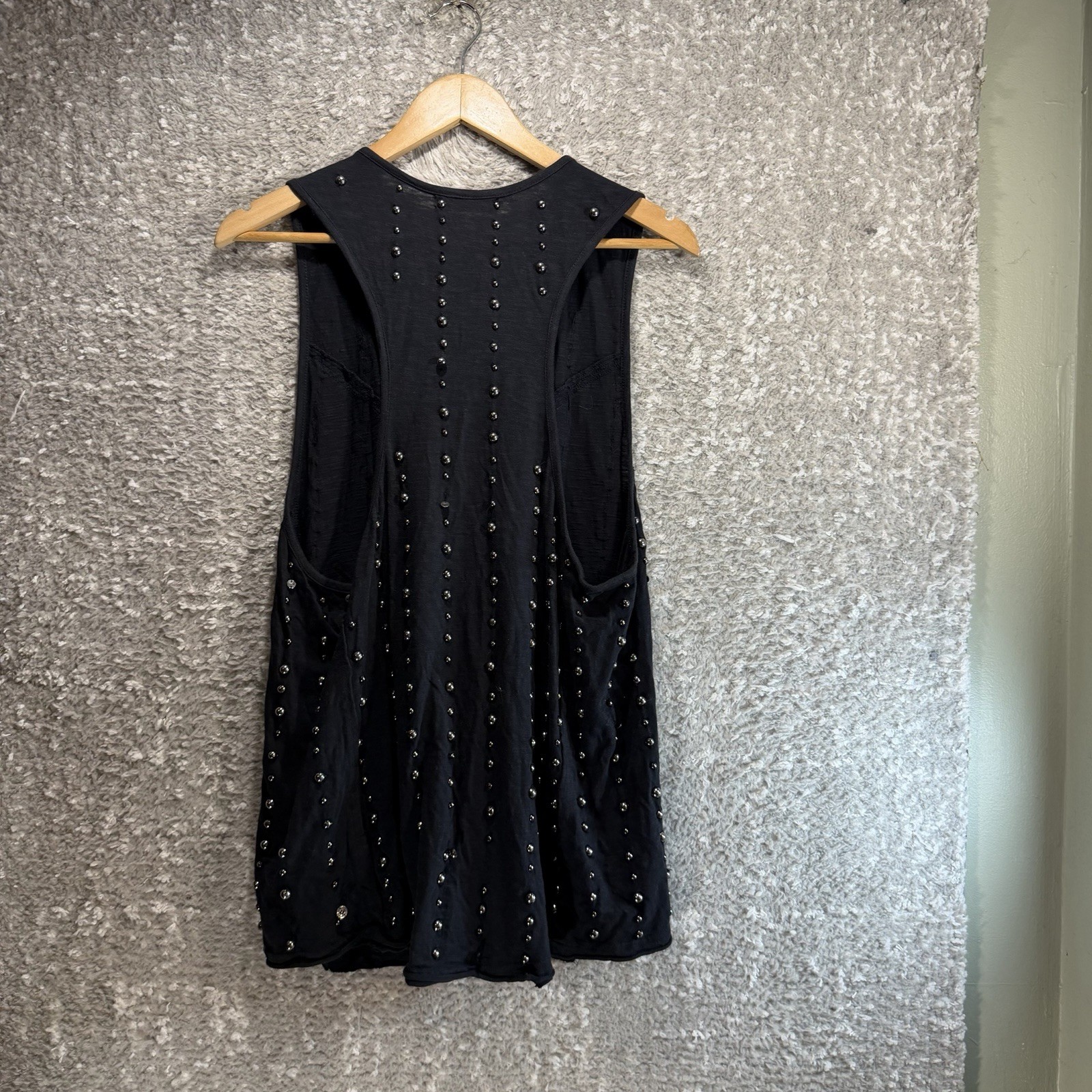 We The Free Studded Tank Top Black Large Casual Festival Bohemian Cotton