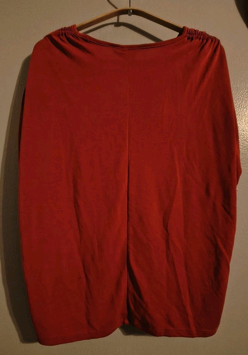 Simply Vera Vera Wang Burnt Orange Solid V-Neck Ruffle Short Sleeve Blouse M
