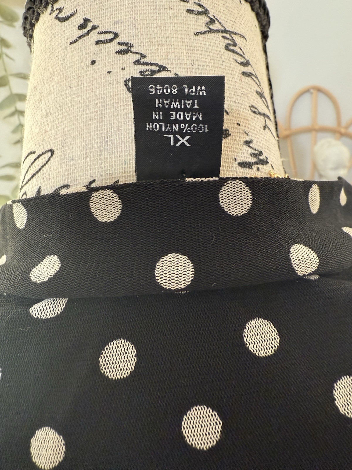 INC International Concepts Black/White Polka Dot V-Neck Button Woven Blouse XL