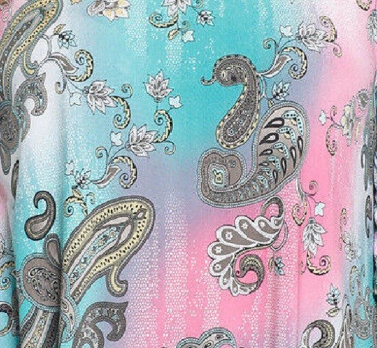Voll Sexy BOHO PAISLEY TUNIC TOP PINK TURQUOISE FLORAL COLD SHOULDER S M L