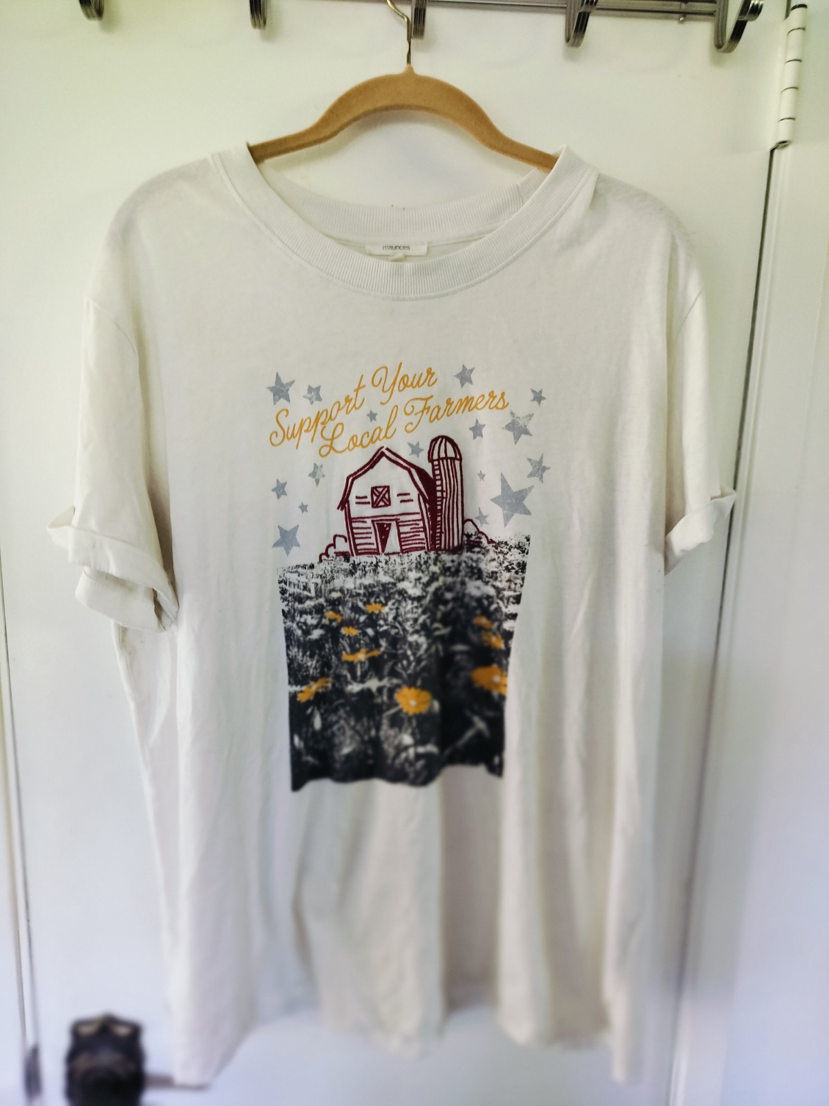 Maurices Farmhouse Graphic T-Shirt | “Support Your Local Farmers” Off-White Tee