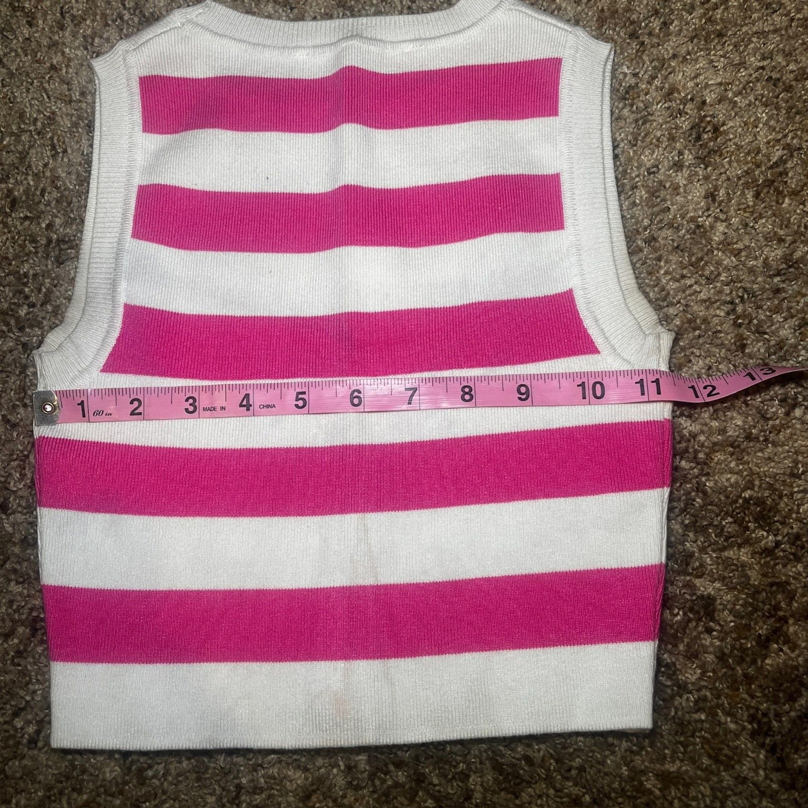 Zara Women’s Size S Pink and White Stripped Knit Crop Top