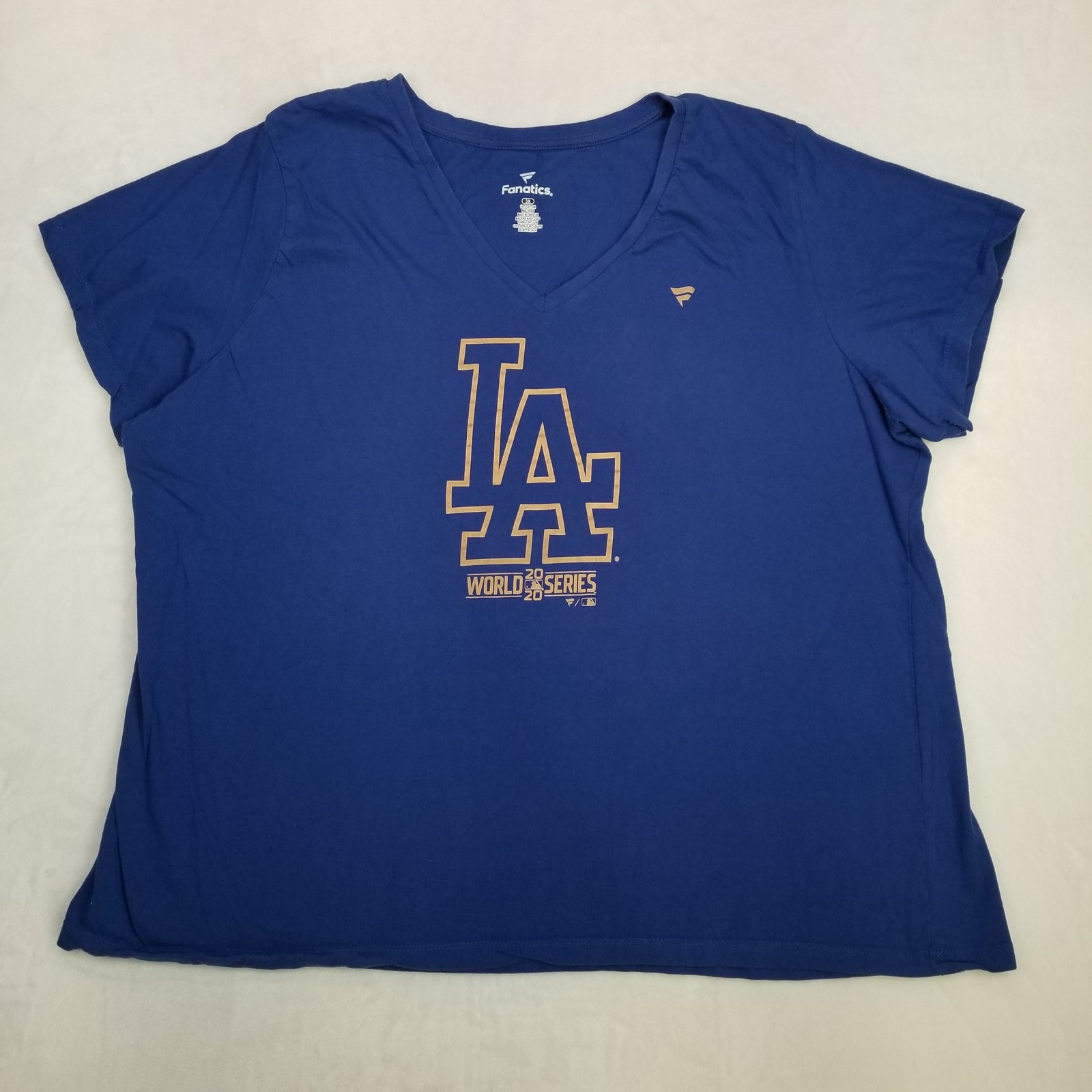 Fanatics Women’s Blue LA Dodgers 2020 World Series V-Neck T-Shirt Size 3XL