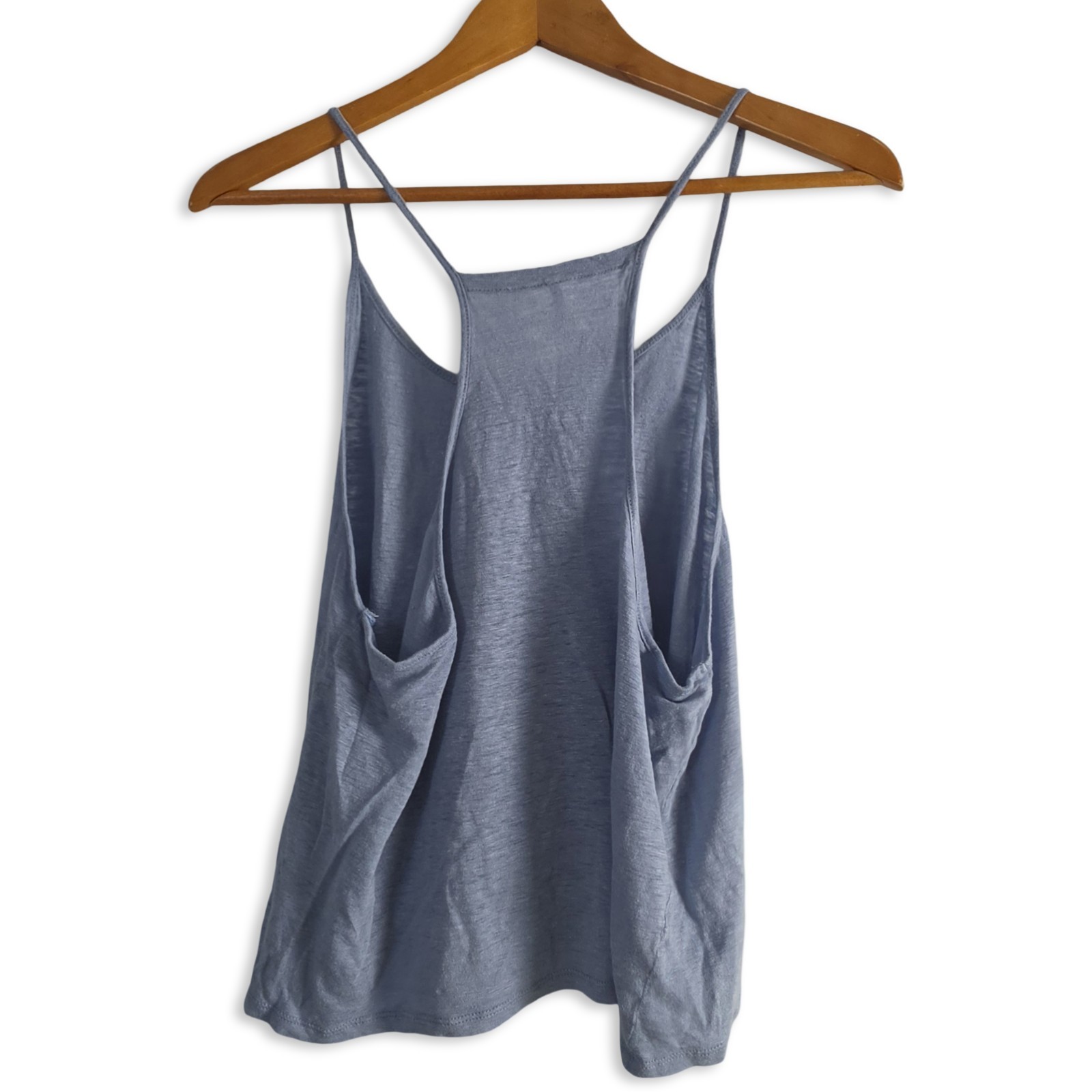 Tresics 100% Linen Blue Racerback Swing Cami Top Wmn’s Size L Coastal Minimalist