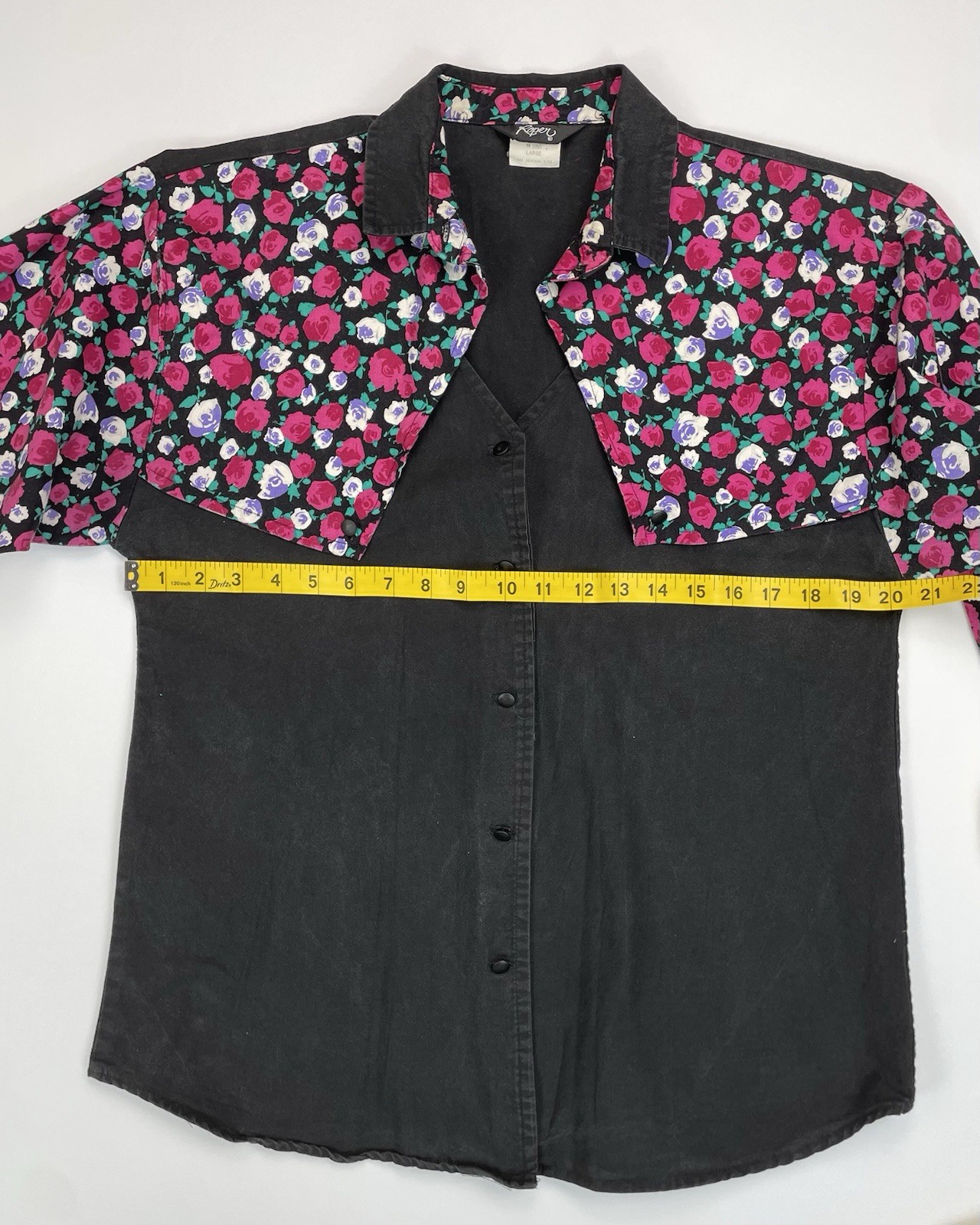 Vintage 90s Roper Western Yoke Button Up Shirt Floral Print Cowgirl Large Cotton