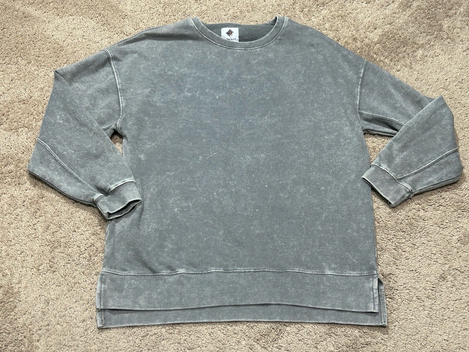 Like Love Womens Sweatshirt Size Small Gray Burnout Soft Classic Casual Comfort