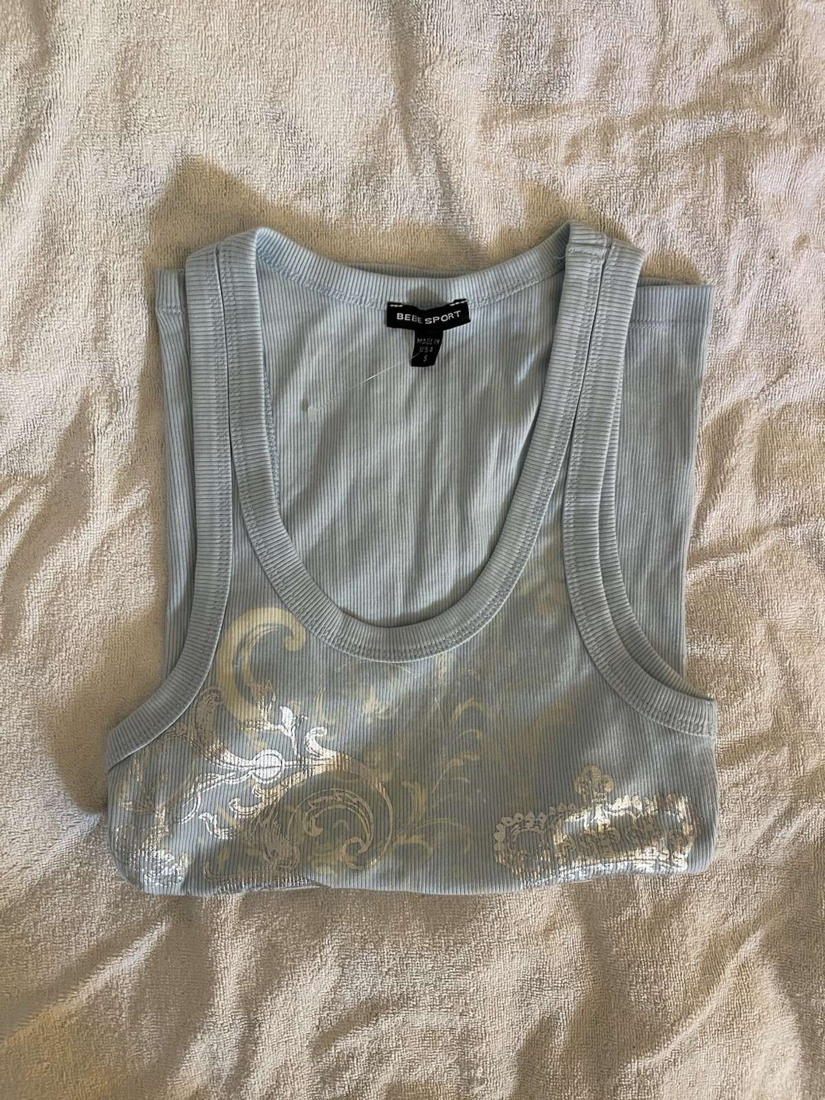 Bebe Sport Women’s Tank Top Baby Blue Sz S 100 % Authentic