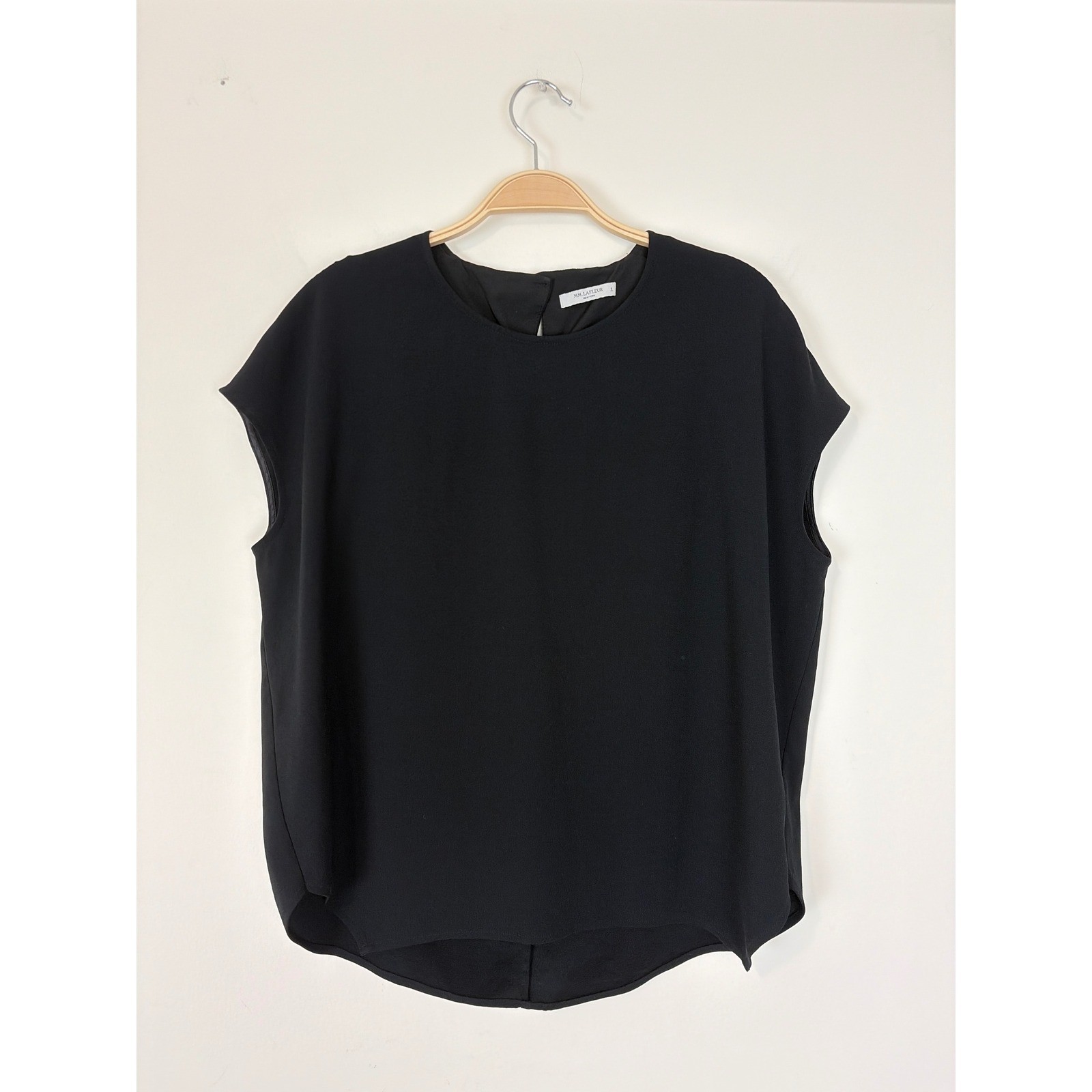 M.M. Lafleur The Didion Top Black Sz S Cap Sleeve Crepe Blouse Business Casual