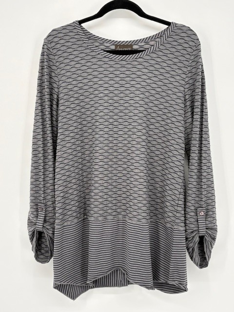 APROPOS Tunic Top Gray Artsy Prints Womens Medium
