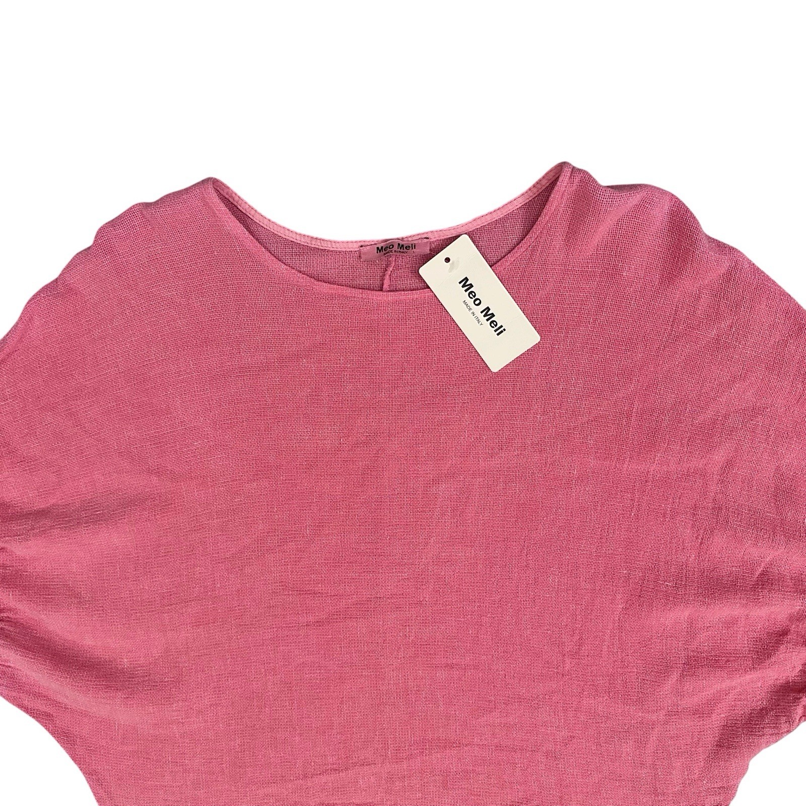 Meo Meli Linen Blend Top Pink Women’s One Size Made In Italy Stye 777 Lagenlook