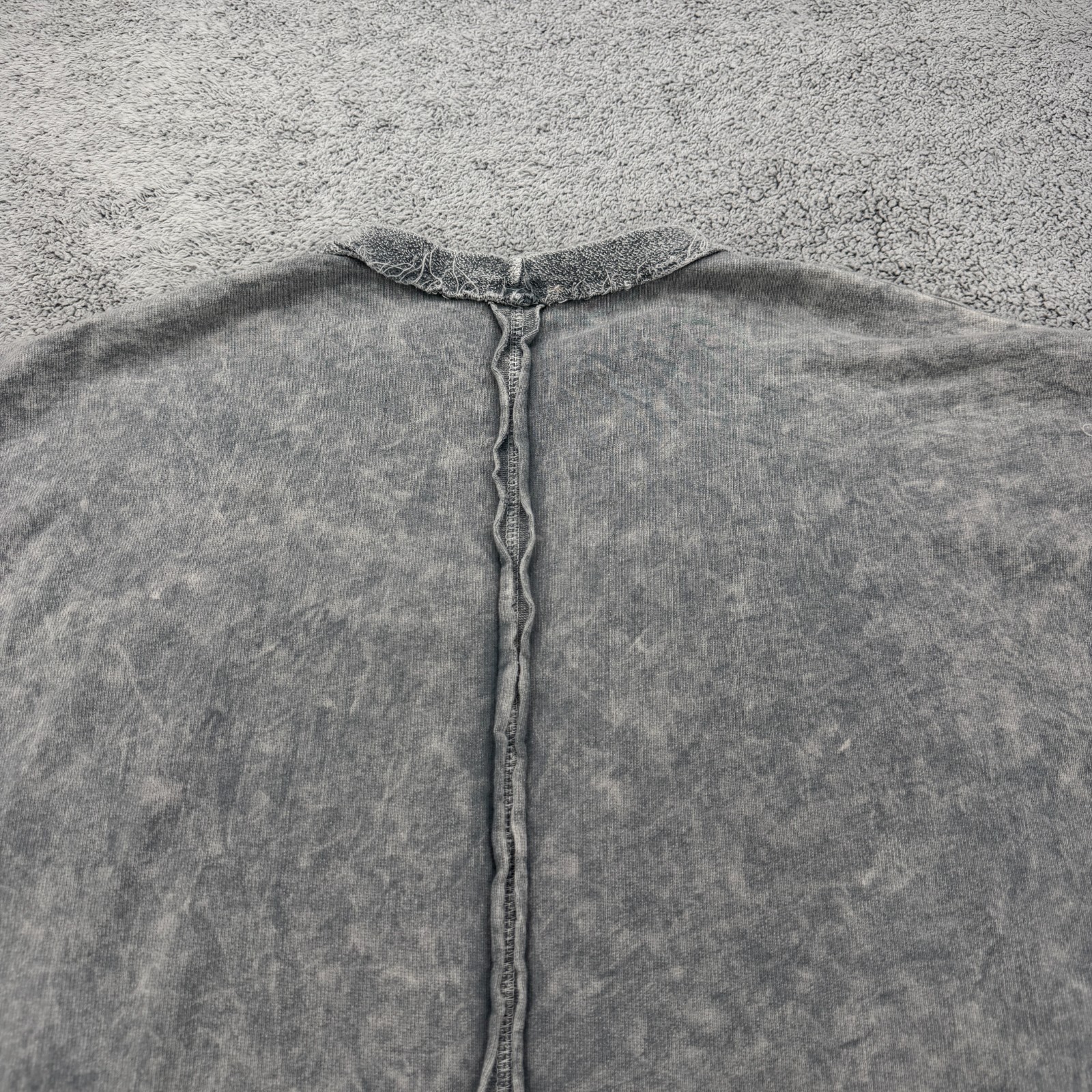J Her Shirt Women Small Gray French Terry Cloth Oversized Distressed Pocket Tee