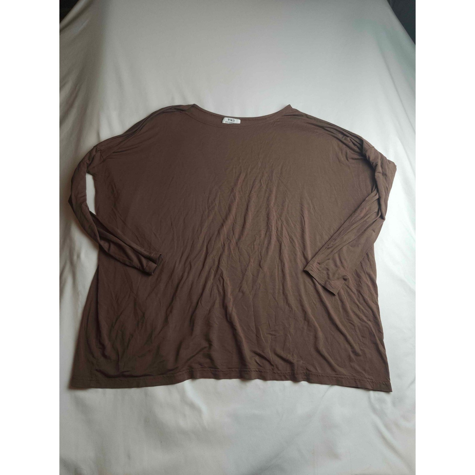 Piko Green Earth Fashion Brown Bamboo Spandex Oversized Long Sleeve Top Medium