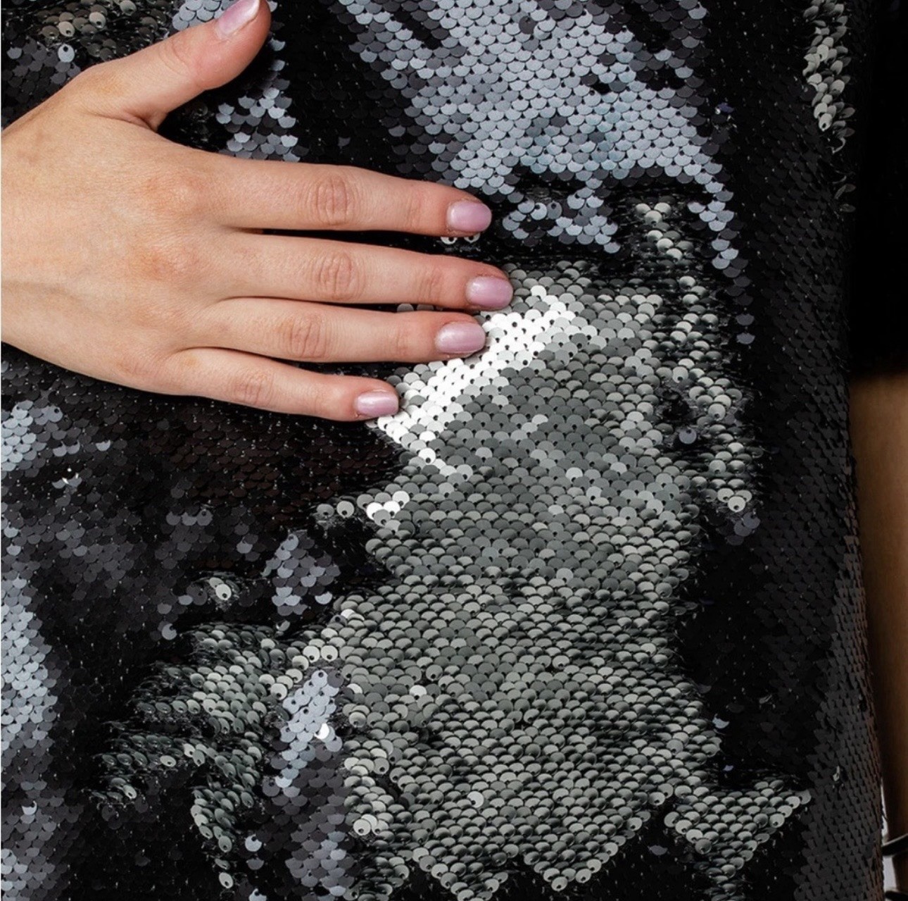 Buddy Love Black Smoke Sequin Blanche Top Oversized Party Fun Embellished