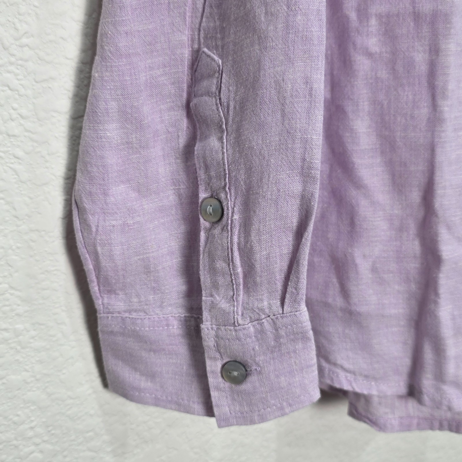 Linen Blend Oversized Button Down Shirt Lilac Purple Long Sleeve Top Large NWOT