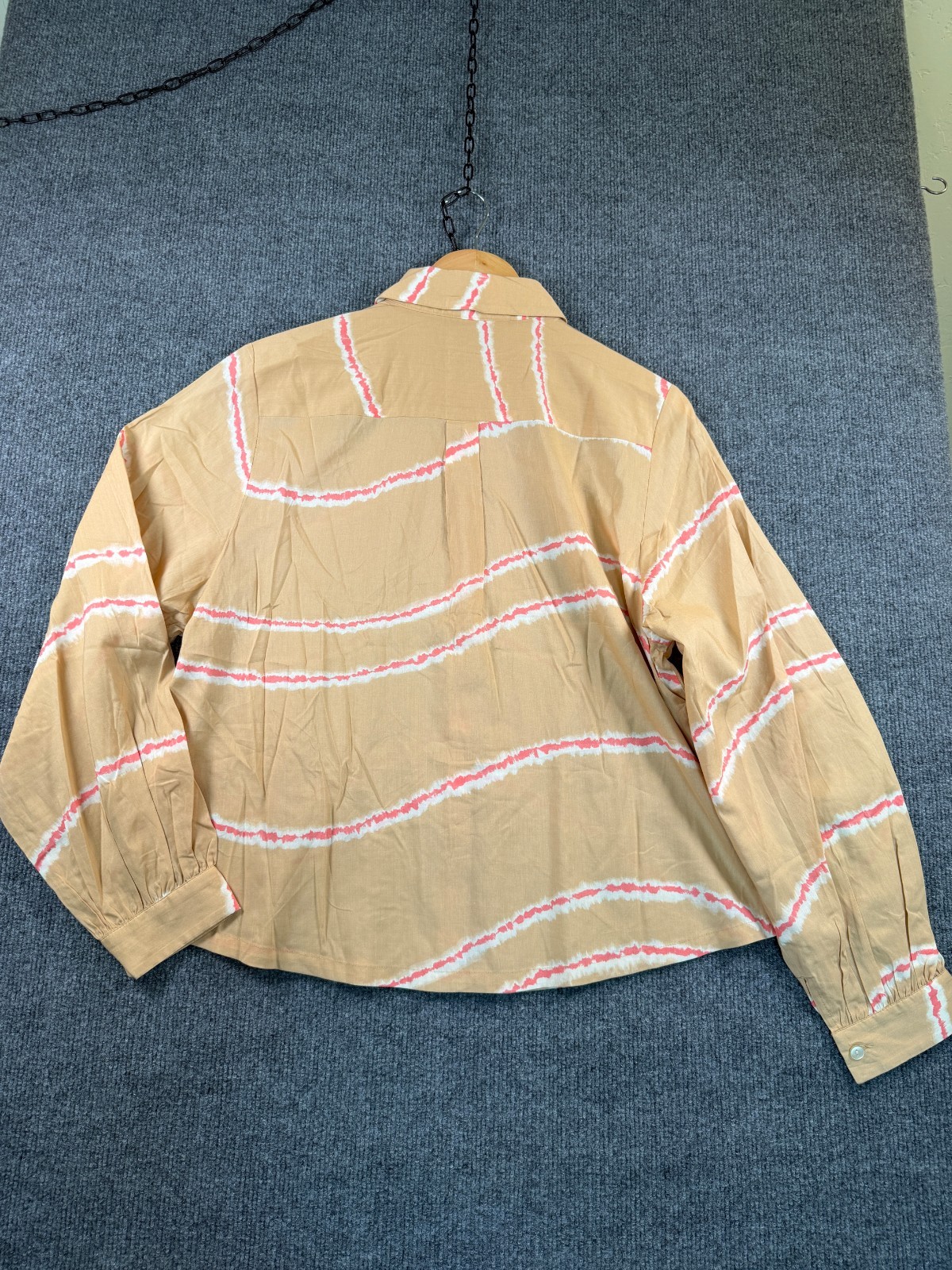 Scotch Soda Women’s Printed Shirt Balloon Sleeves Size Medium Tan Pink