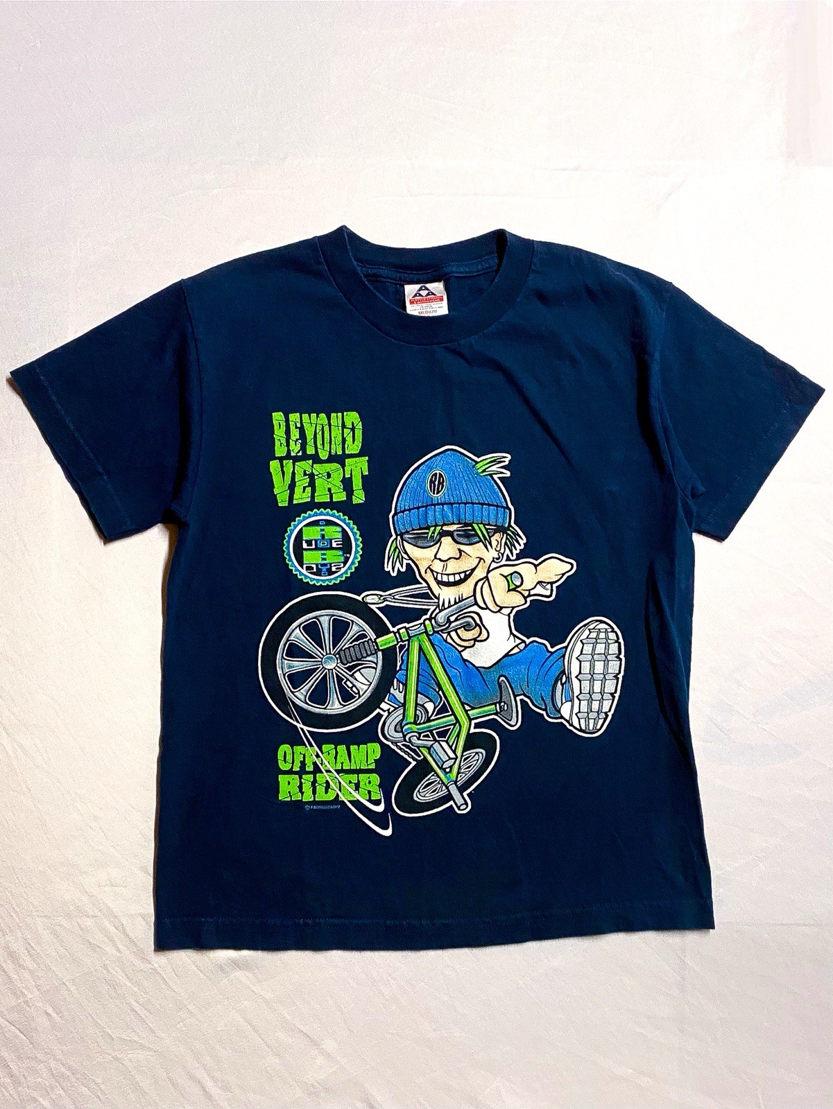 Vintage Y2K Rude Boyz BMX Skate Shirt Youth Medium Navy Punk Grunge Adult Small