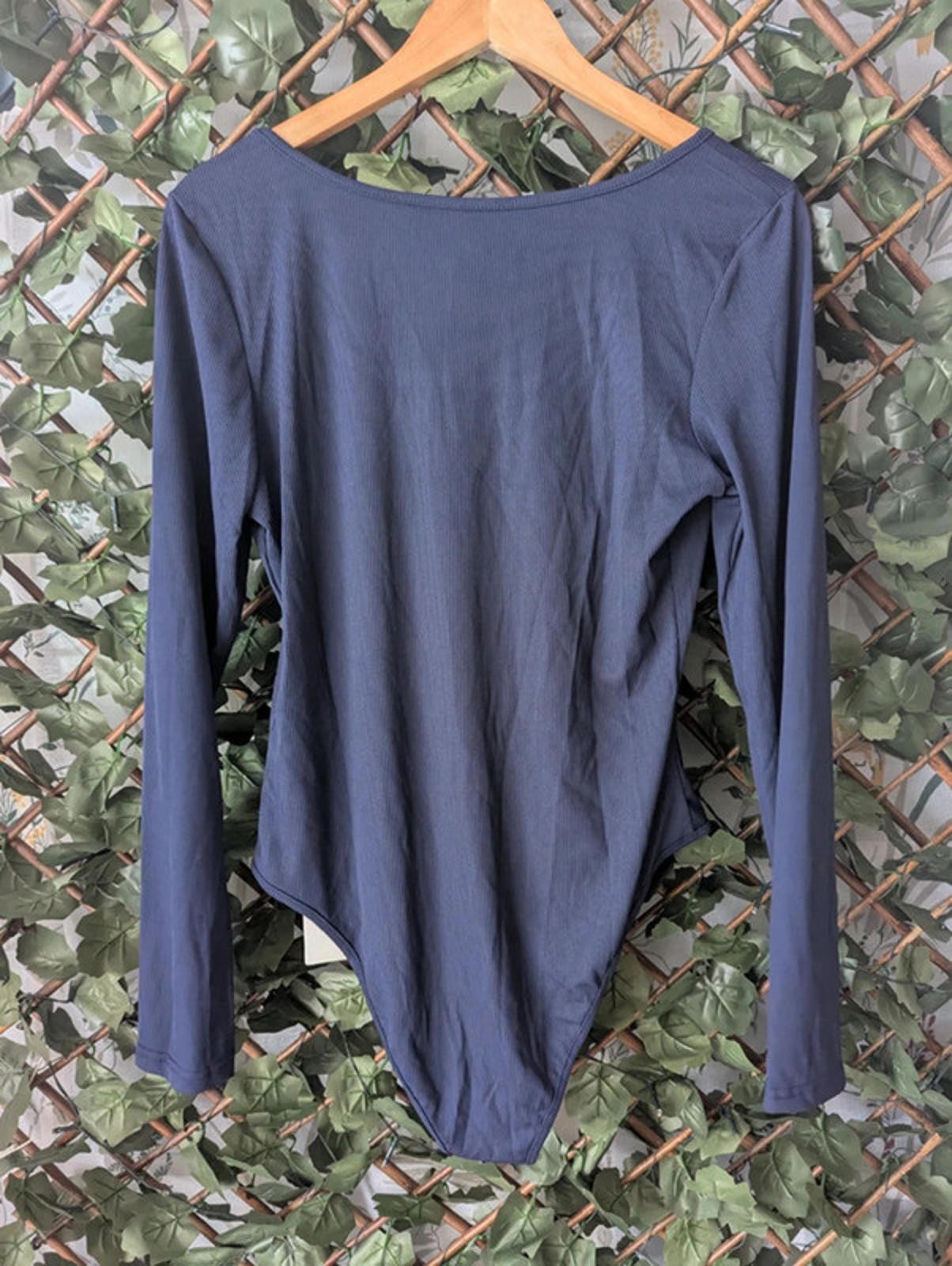 Yozy Navy Blue Ribbed Long Sleeve Bodysuit – Size XL