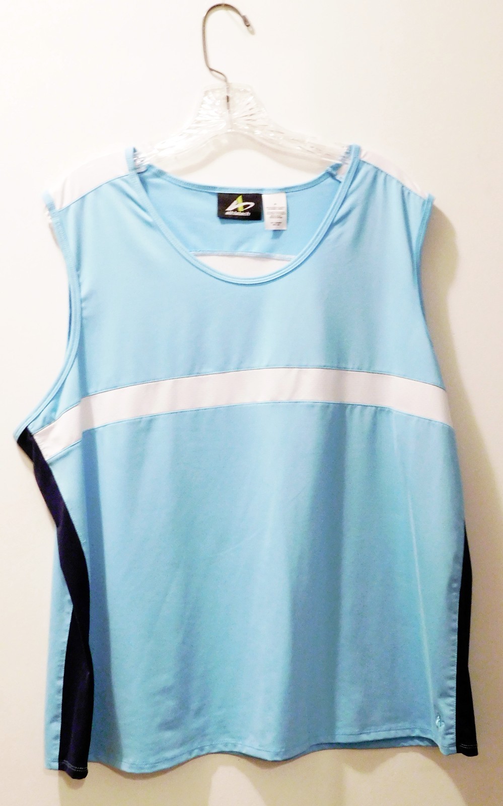 Athletech Women’s Tank Top Size 2X Blue Color Block Polyester Spandex Blend