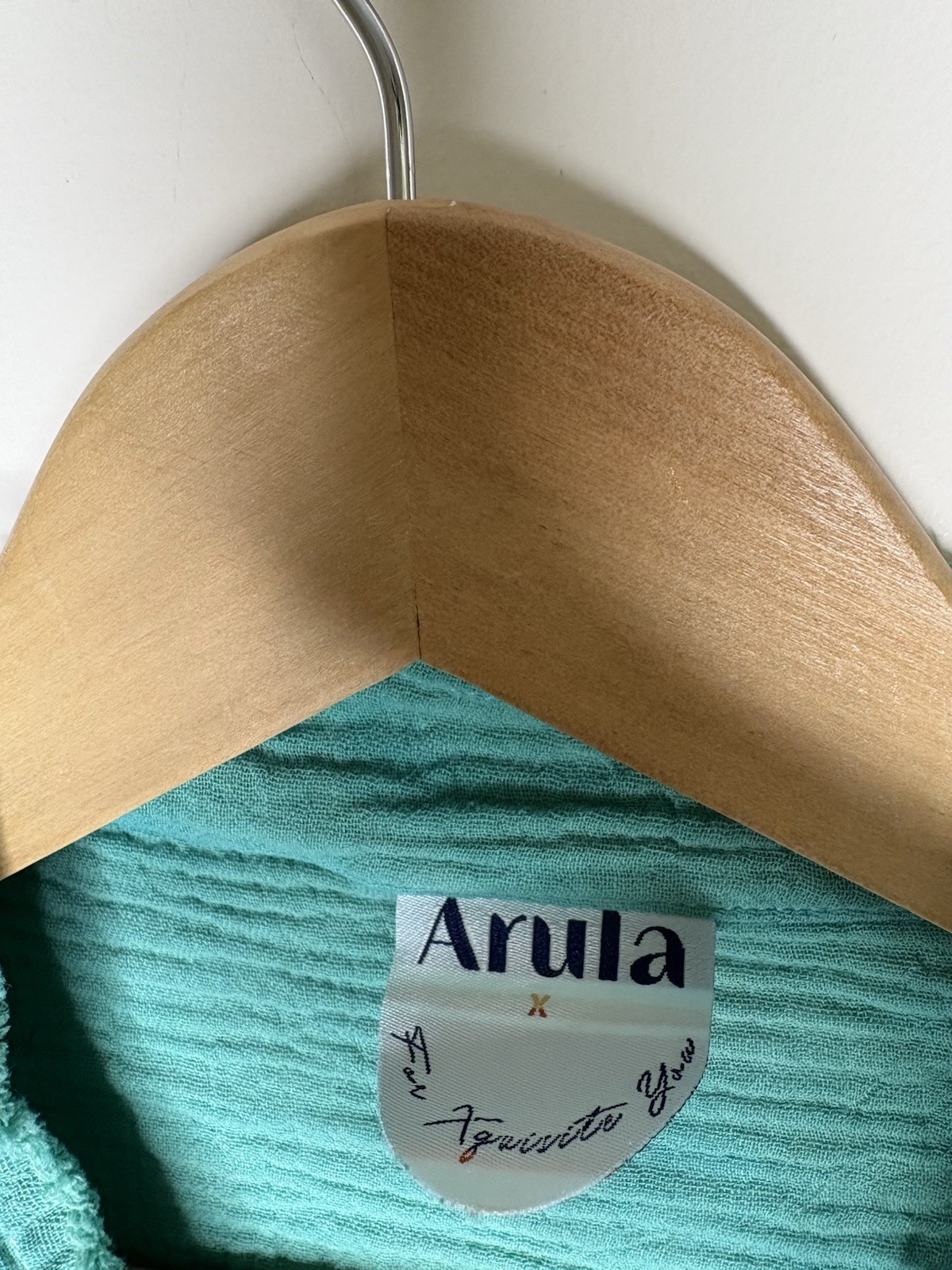 Arula Womens Size X 10/12 Crinkle Cotton Button Up Shirt Long Sleeve Relaxed Fit