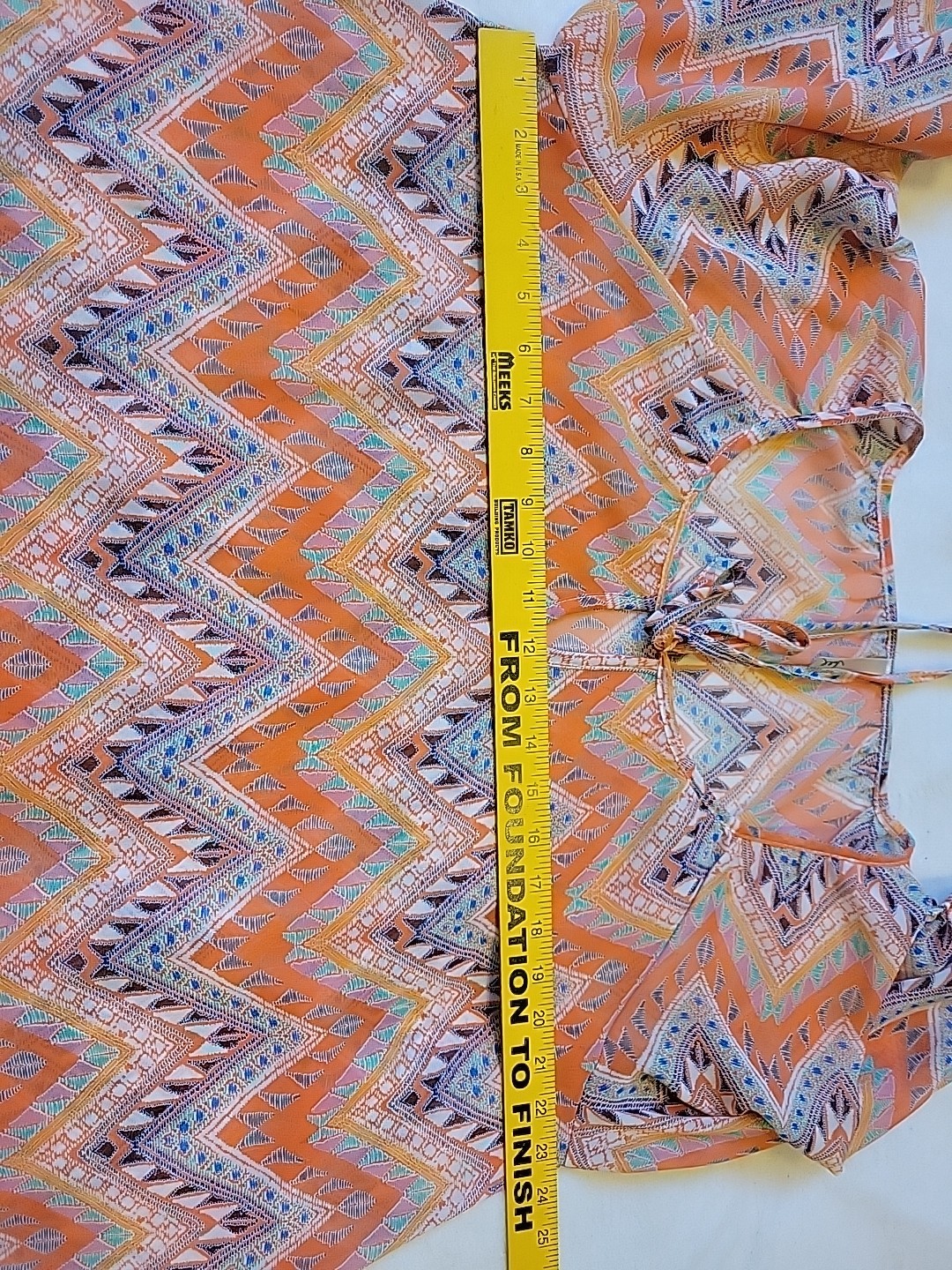 Voll XL Tunic Blouse Top Shirt Gathered Sleeve Orange Casual
